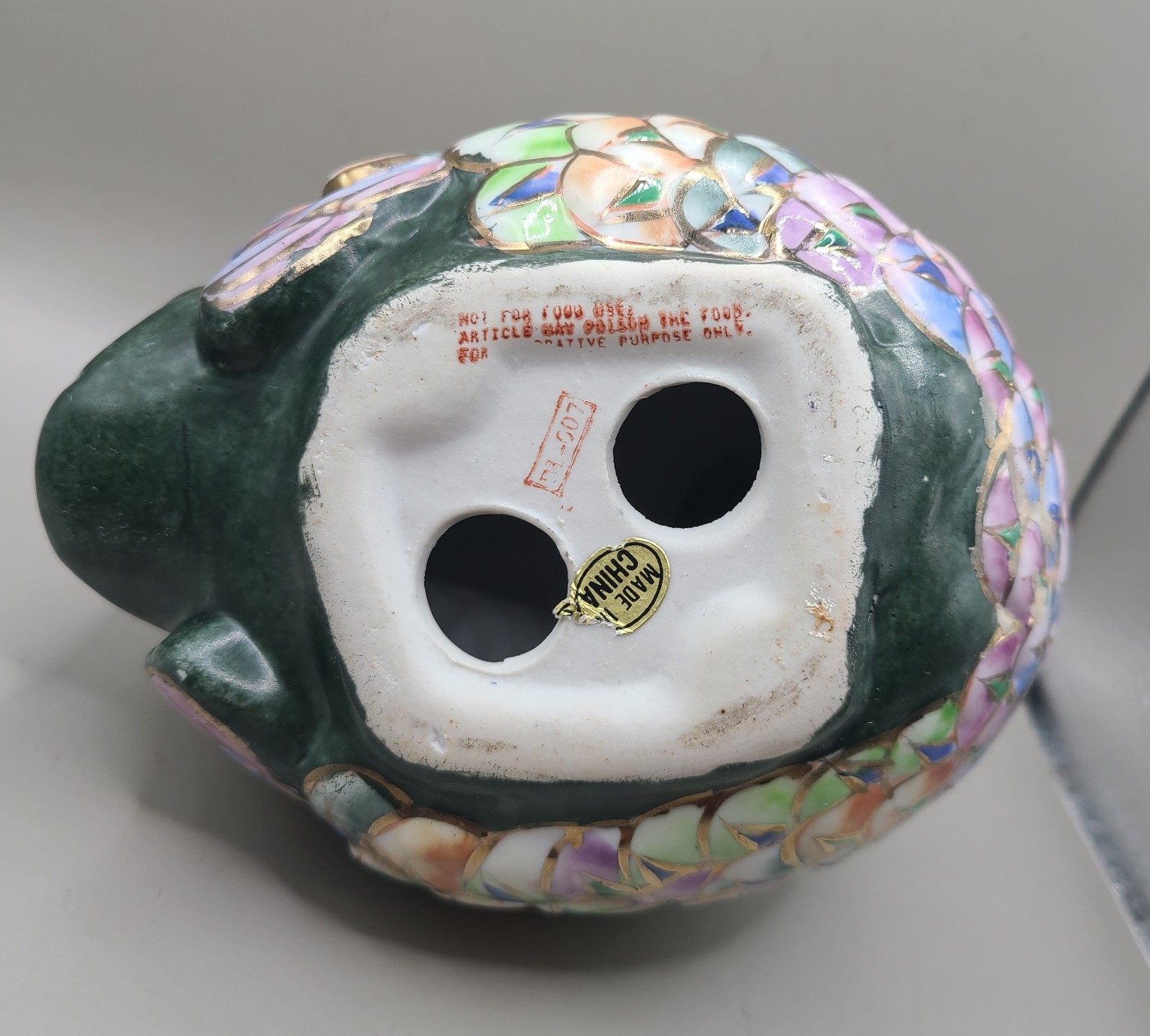 Vtg Handpainted Ceramic Pastel Colors Gold Quail Bird Figurine 5×5.5″
