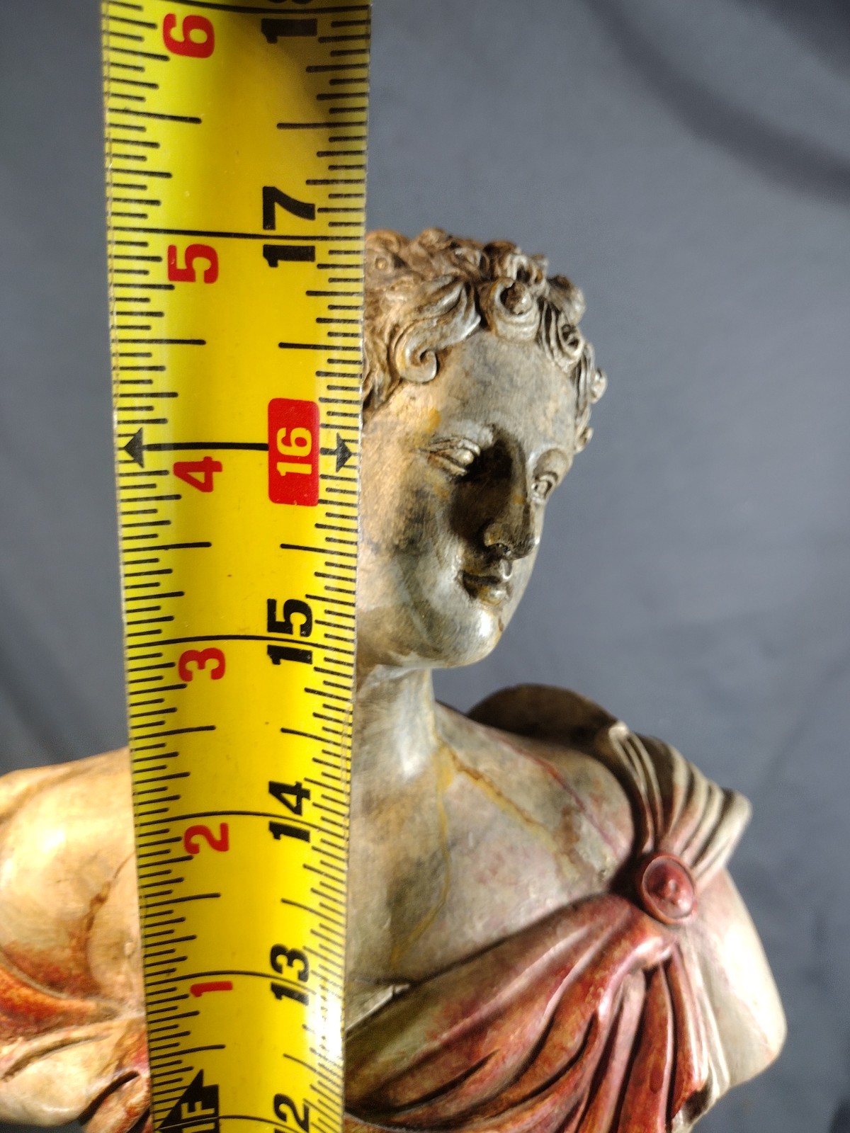 Vintage ’80s Spelter Apollo / Caesar Pop Art Bust Faux Marble Column Retro