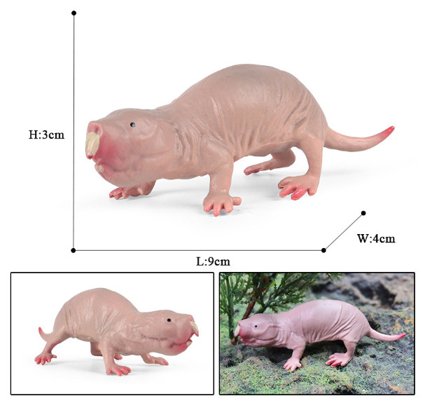 9cm Pink Mole-Rat PVC Toy Wild Animal Figure Kids Gift