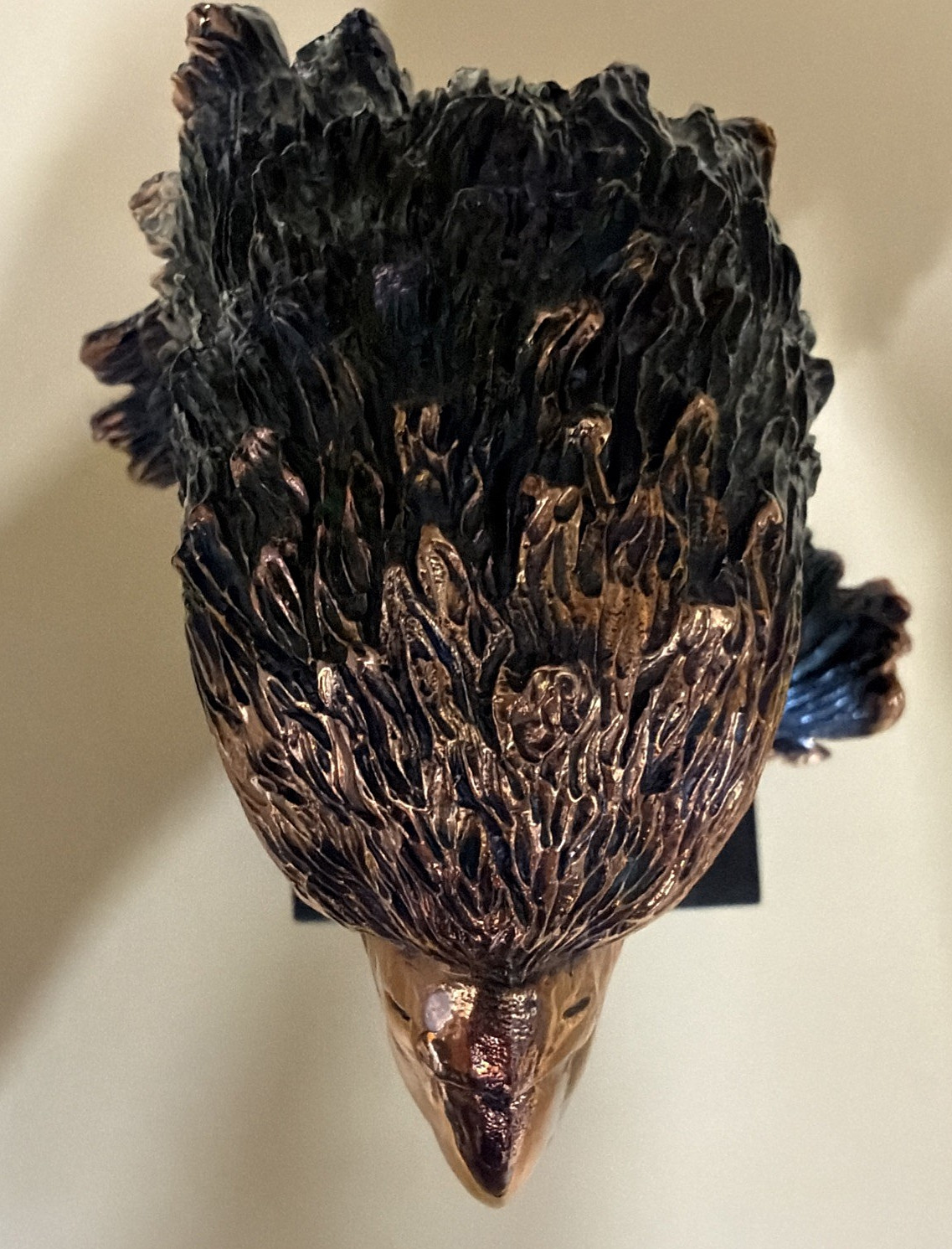 Brass Color Eagle Head Trophy Parts 8 1/2 inch Tall Black Marble? Base