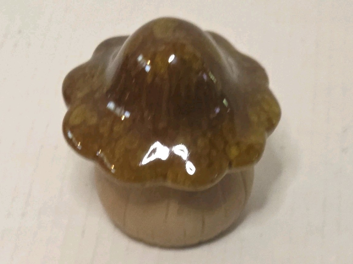 3 Glazed Ceramic Mushrooms 5″ x 3″ Drip Pottery Garden Statues Fungi Decor