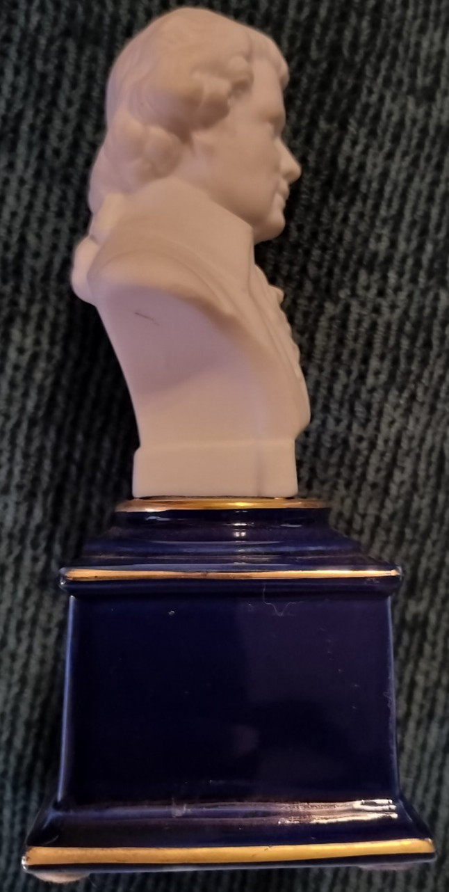 Mozart 1756-1791 Bust with Blue Base 7” San Francisco Music Box Company NO MUSIC