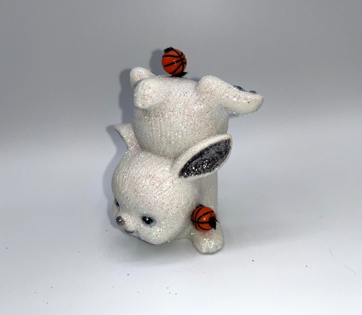 Vintage Ceramic Bunny Friend of Bugs Basketball Themed OOAK Figure Tumbling Cute