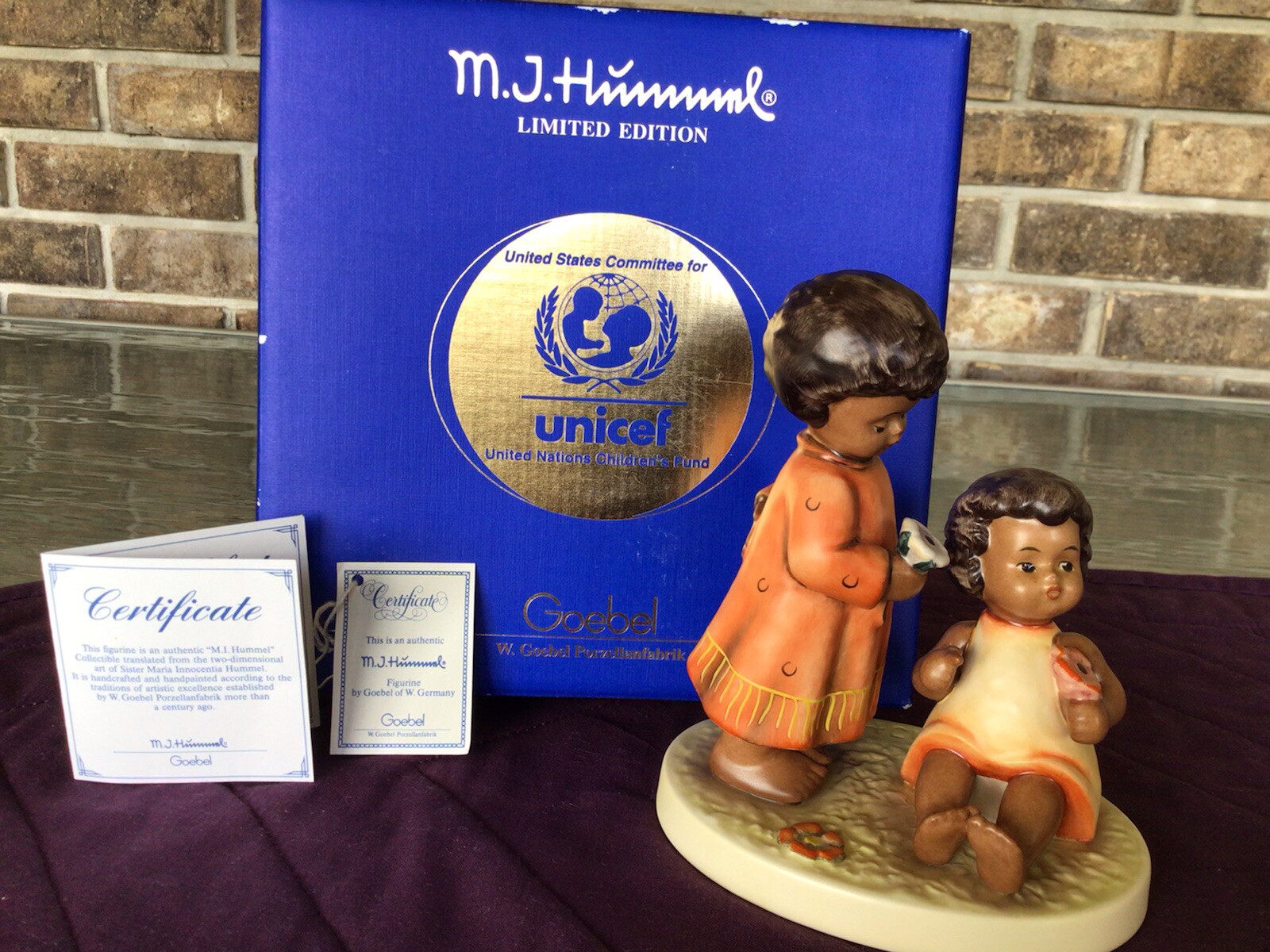 Hummel “Gentle Fellowship” 5 7/8” Tmk 7 UNICEF 1997 #729/25,000 box COA REDUCED