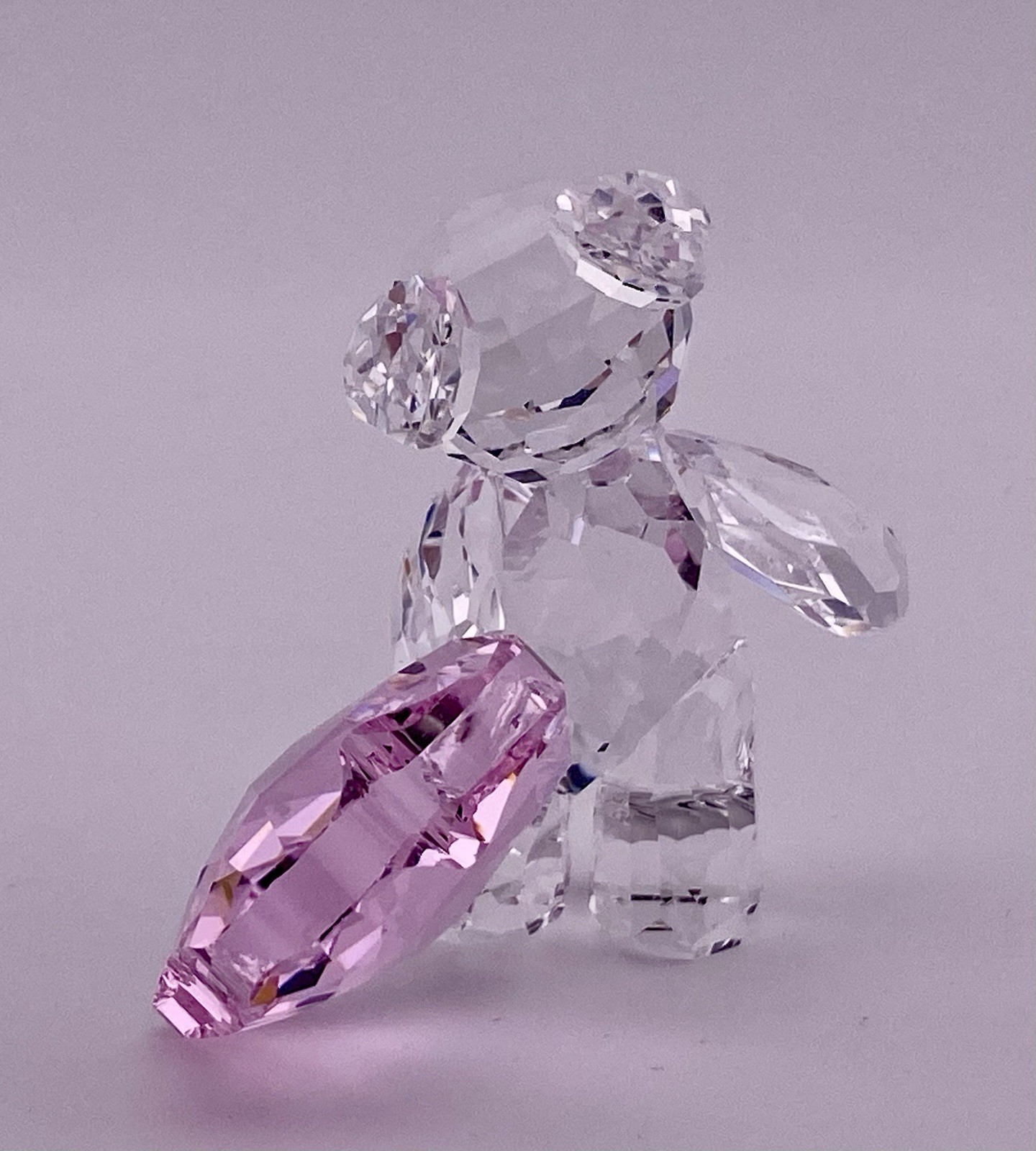 Swarovski Crystal Kris Bear WITH YOU Pink Heart Figurine, Swan Logo.