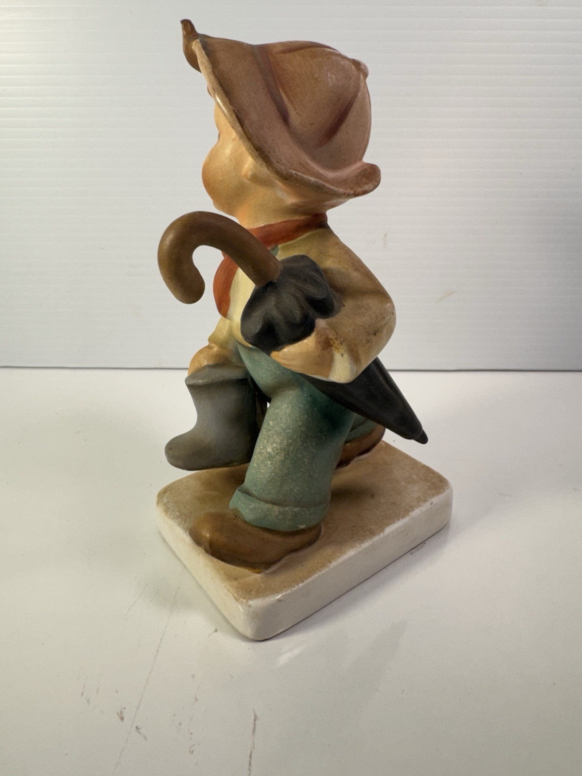 Vintage UCAGCO Ceramics Japan Rare Find Boy Walking Boots And Umbrella 6.5 Inch