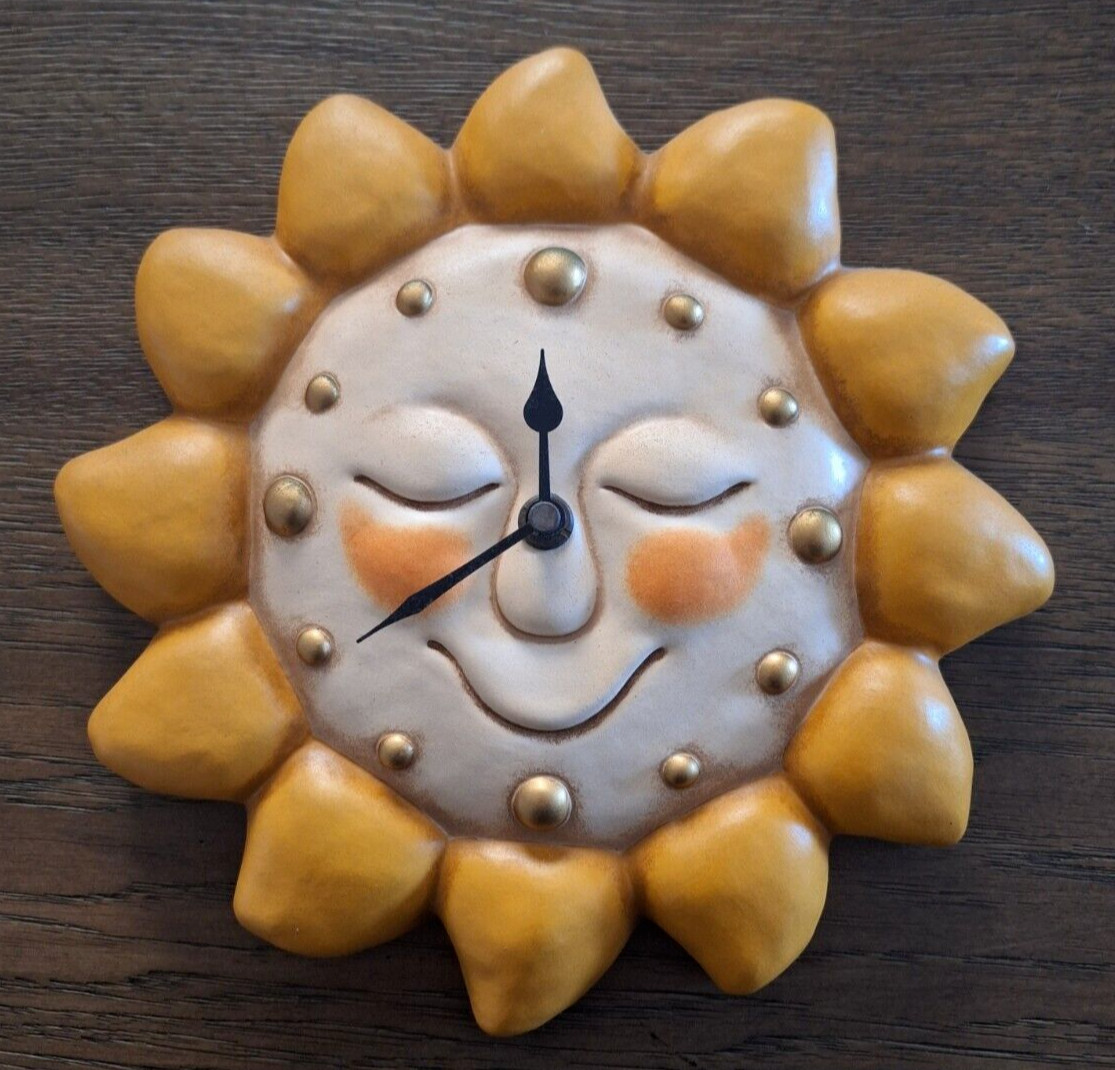 Thun Italian Sun Clock Wall Decor Art Ceramic Porcelain Vintage Rare