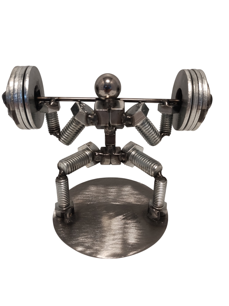 Squat 4 Plates, Weight Lifter Metal Bolt Figurine, Miniature body build Athlete
