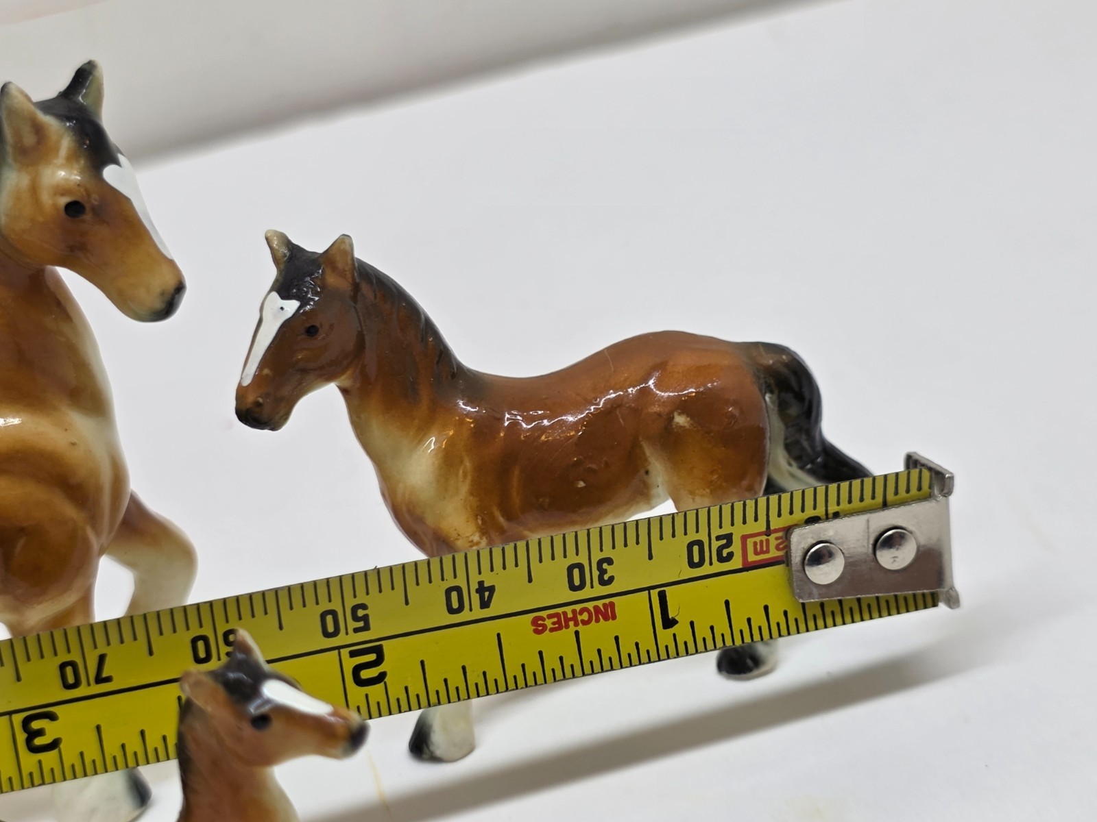 Vintage Horse Family Scene Mini Ceramic Figurine Set Clydesdale / Napcoware?