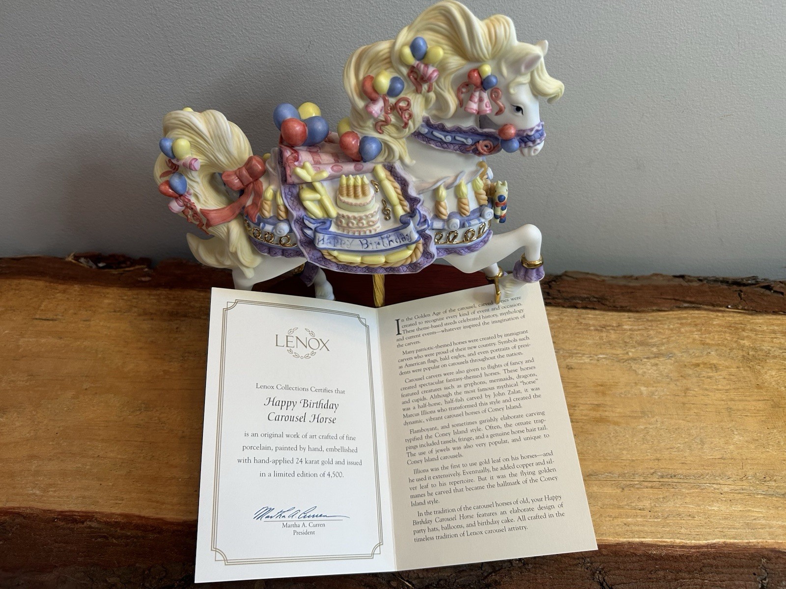 2001,VTG, Lenox,Carousel Horse Happy Birthday Limited Edition. No Box. Have COA