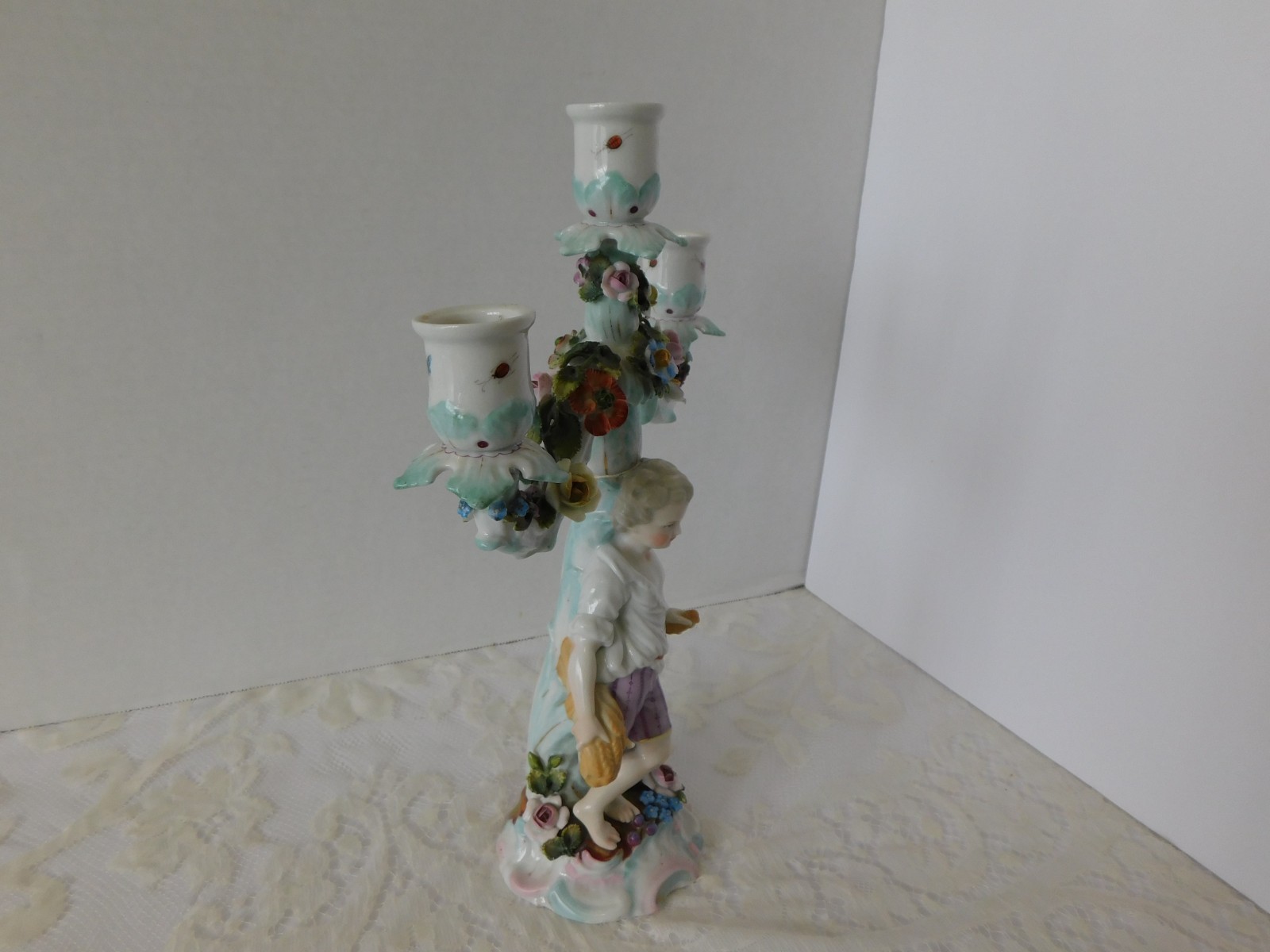 ANTIQUE HELENA WOLFSOHN DRESDEN FIGURAL CANDELABRA / CANDLESTICKS – GERMANY