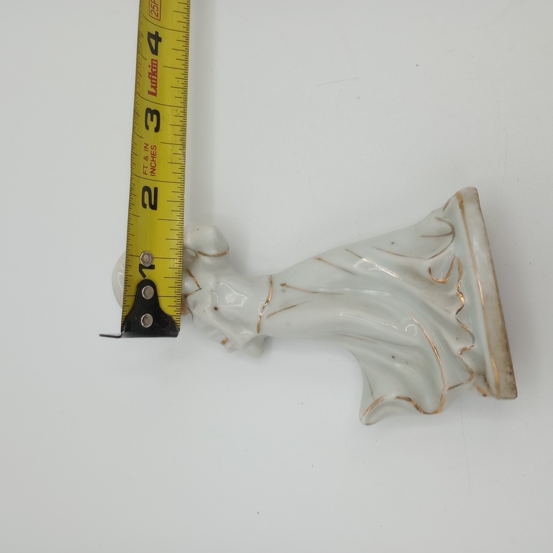 Vintage Woman Porcelain Figurines White Gold Occupied Japan Dress Hat 4.75 Inch