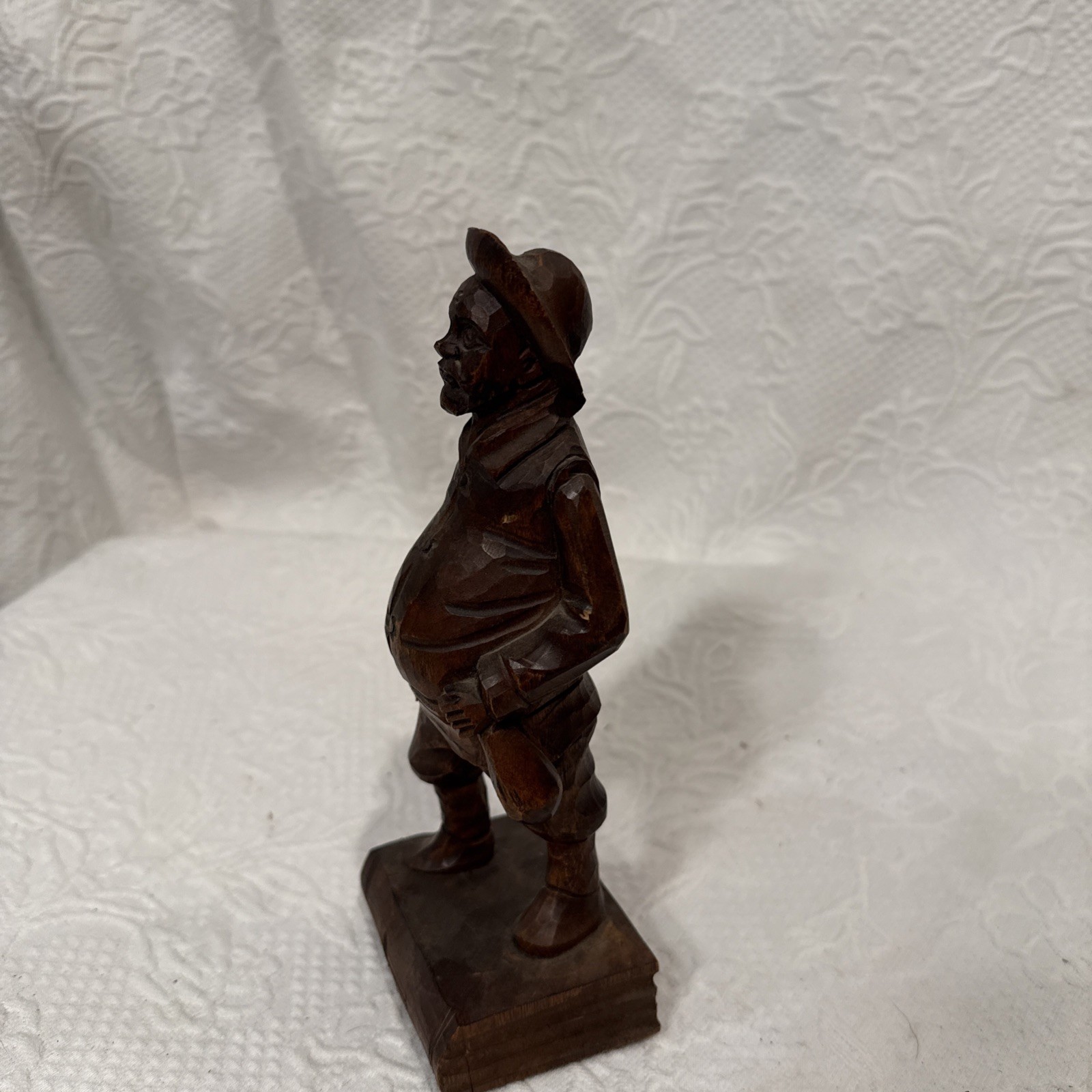 Vintage Hand Carved Wooden Man Figure 8.5 Inches Tall By Bill , Made In Spain￼