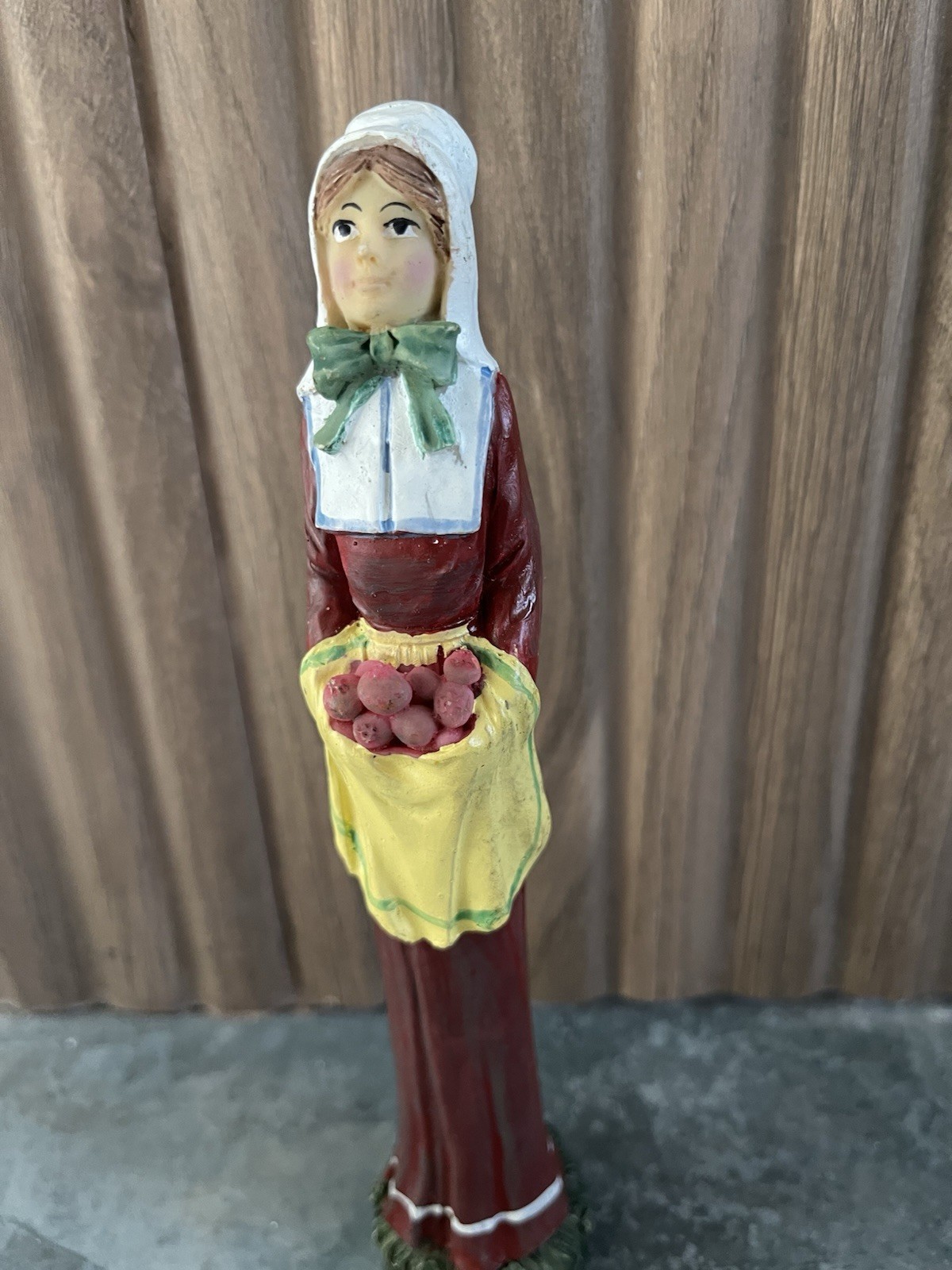 Man Carrying A Cornucopia & Woman Woman Carrying Vegetables 71/4” Tall Pilgrims