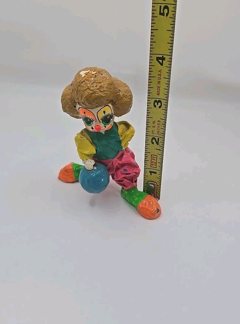 VTG Paper Mache Clown Bowling Whimsical Circus Decor