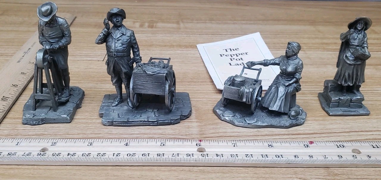 Ron Hinote Pewter Pepper Pot Lady Franklin Mint Colonial Peddler Series 1980 Lot