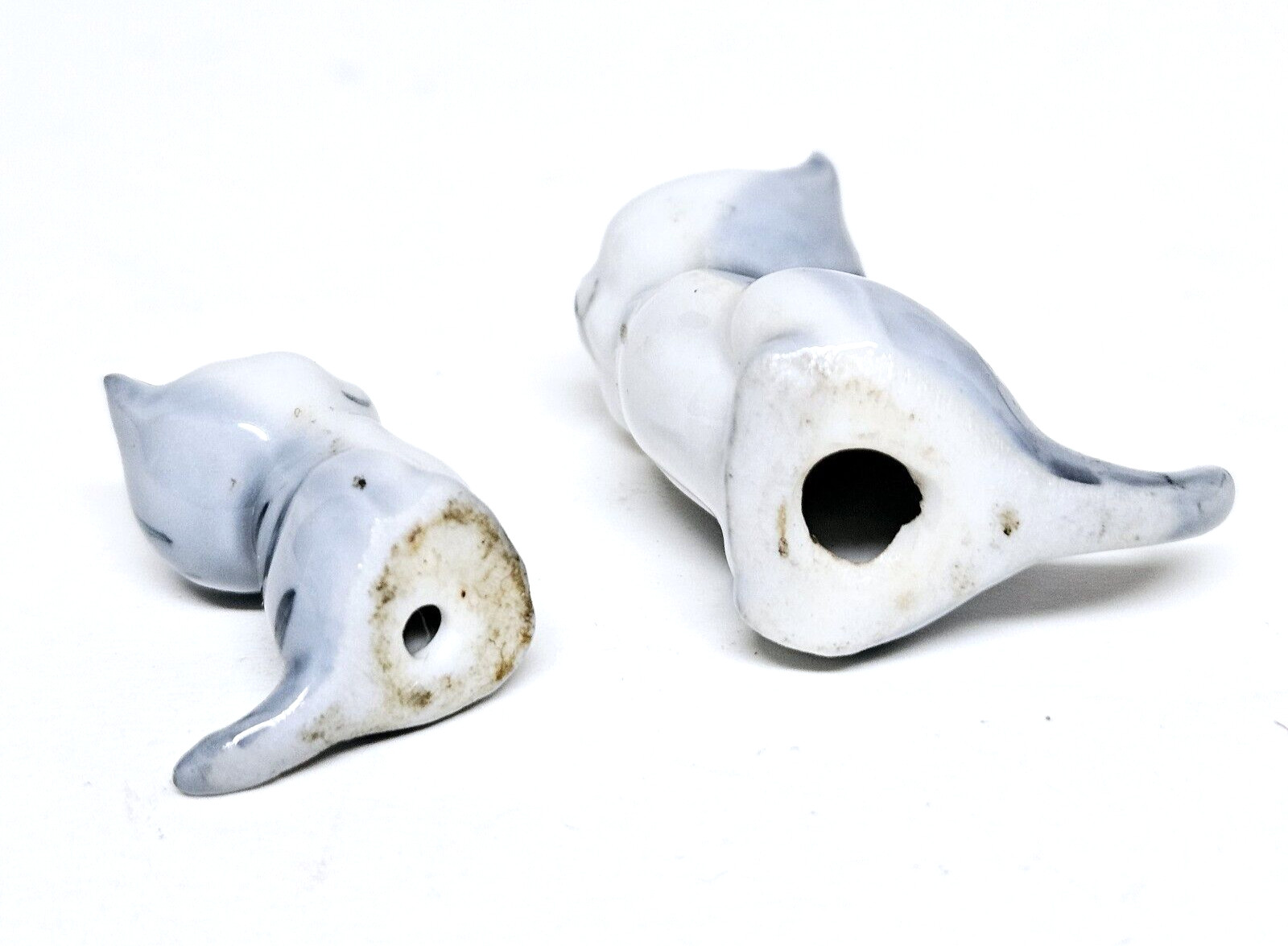 Gray Tabby Cat Mom & Baby Kitten Miniature Porcelain Figurines Decor Figure