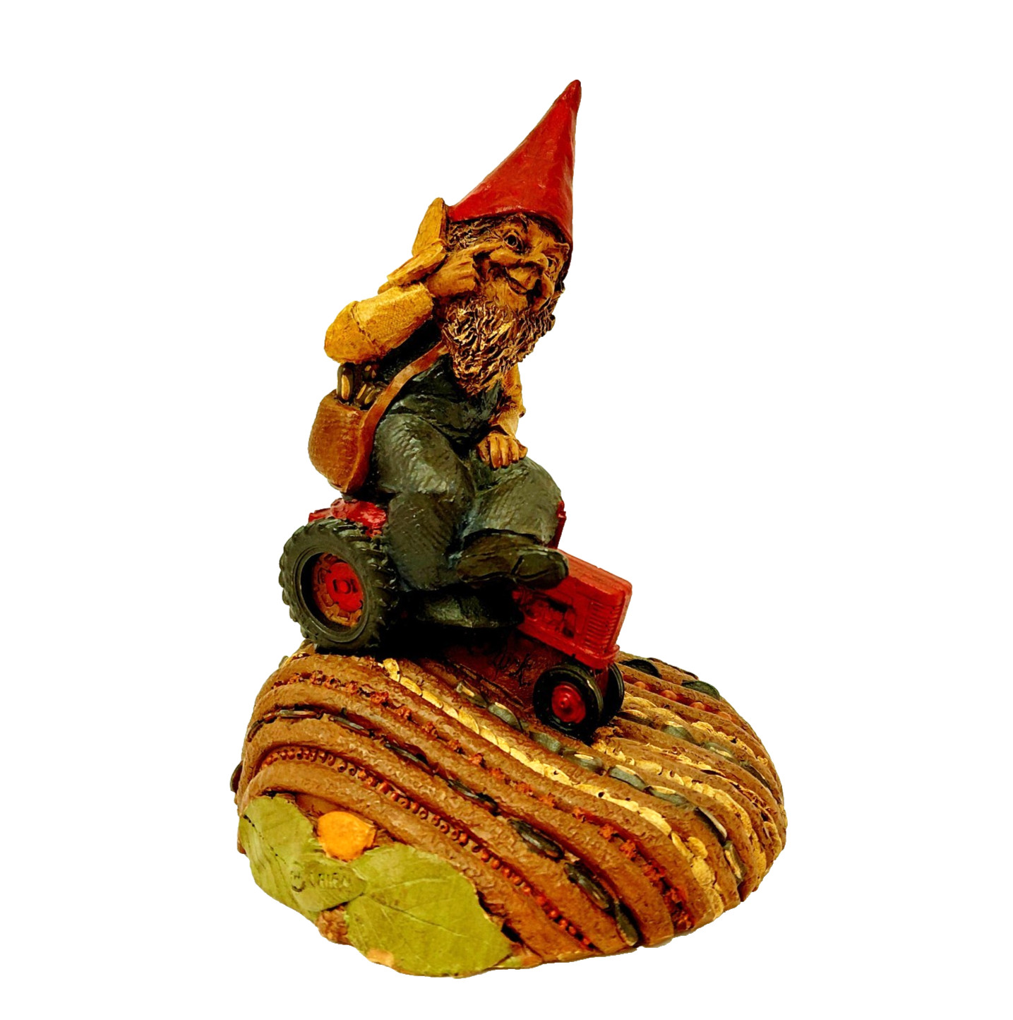 Tom Clark Gnome MacDonald Signed 1987 Figurine Tractor Farmer Butterfly 7″