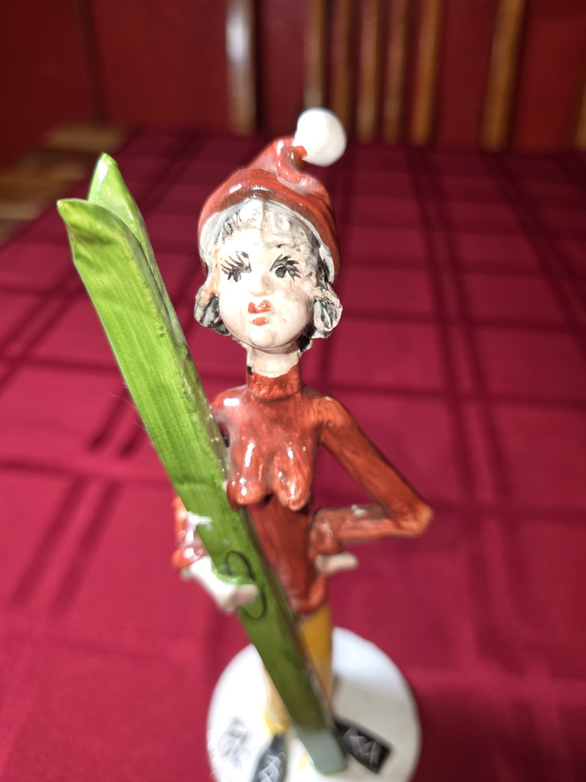 Vintage Poli Cesare Ceramic Female Skiier Rare Signed Made in Italy