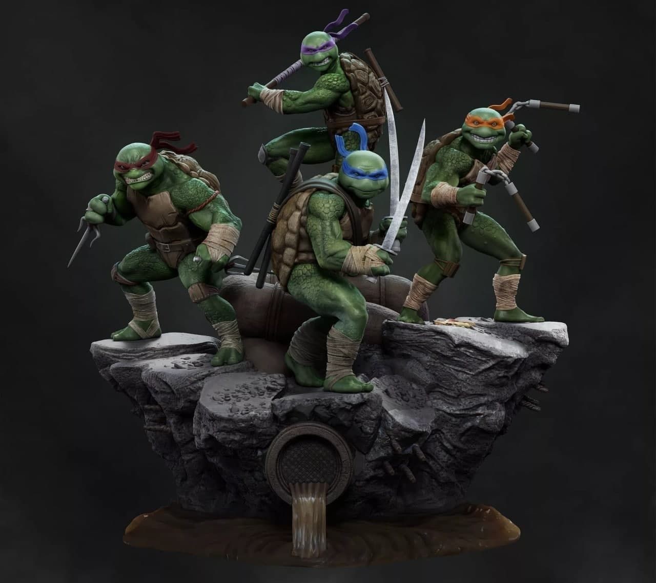 TMNT Diorama 1/10 Scale Statue 3D Print Model Kit Unpainted
