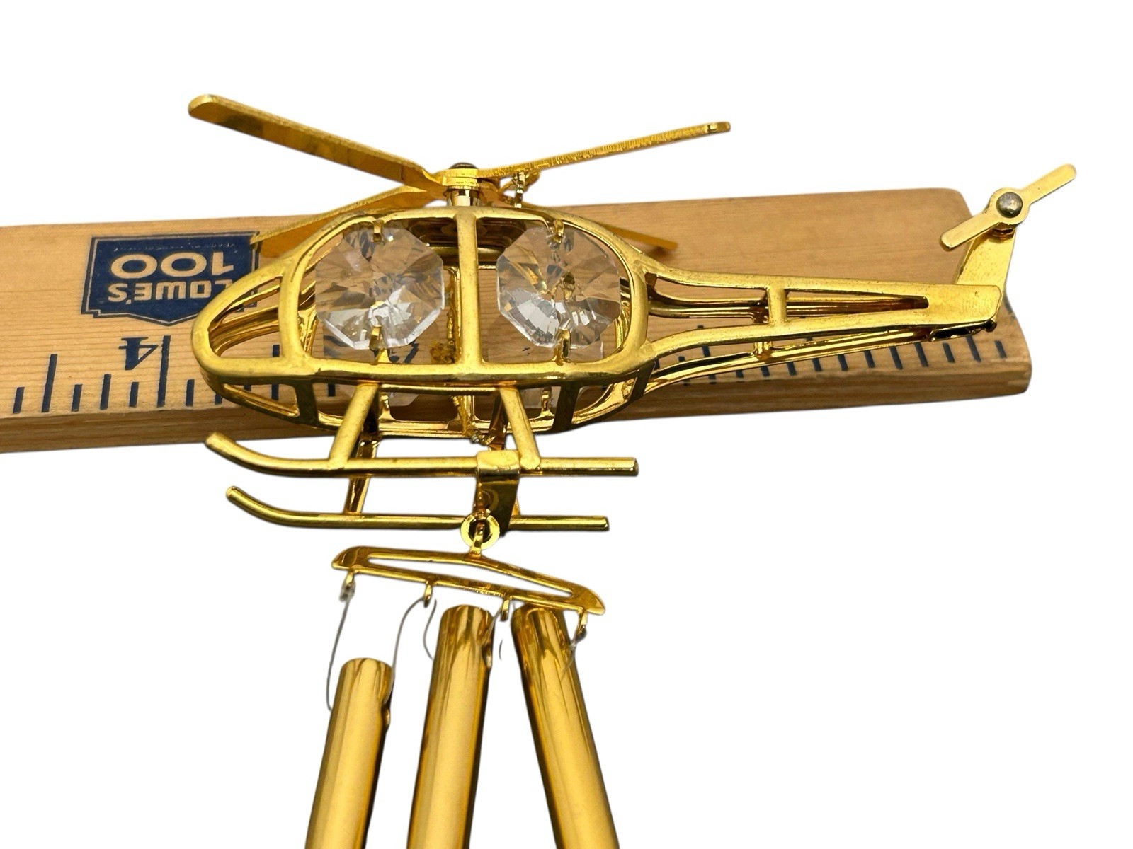 HELICOPTER Ornament Wind chime 24K GP Swarovski Crystal Figure Christmas