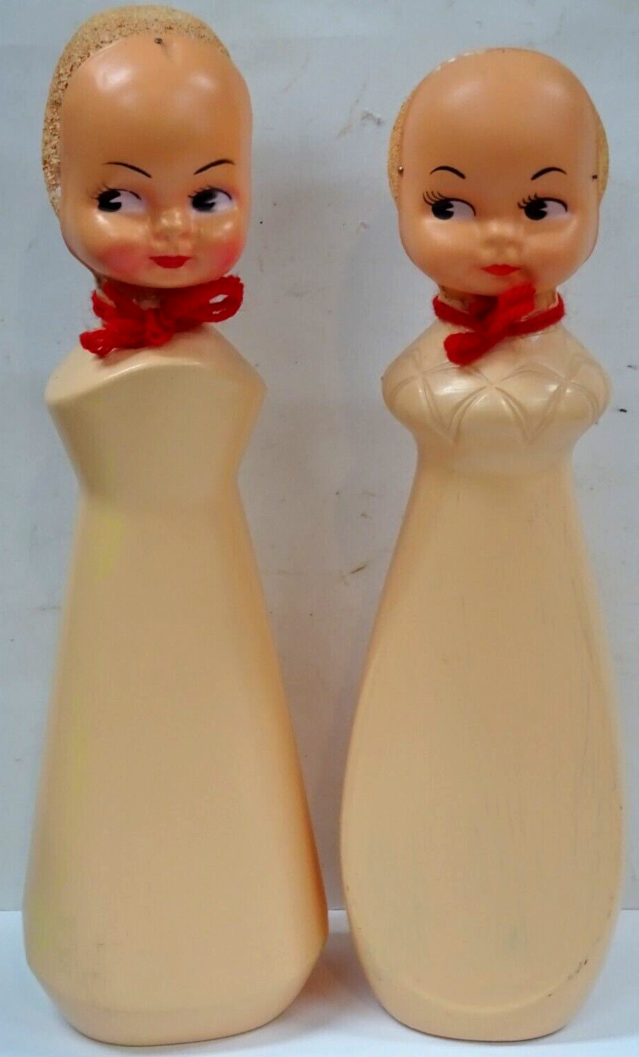 Vintage 1960s Handmade Plastic Soap Bottle Dolls Undressed 12″ tall
