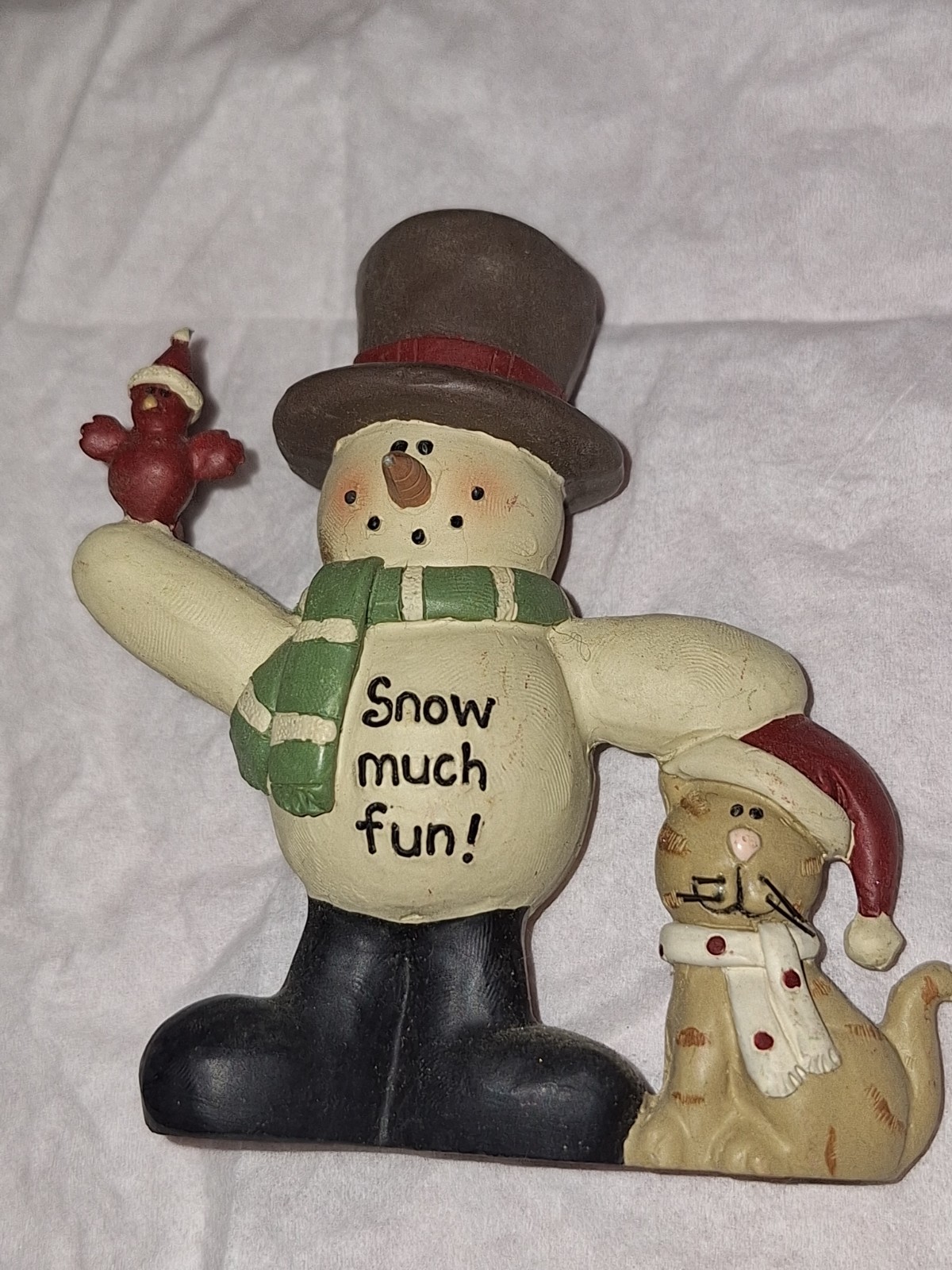 Blossom Bucket Suzi Skoglund “Snow Much Fun!” Tophat Snowman w/a Bird & Cat