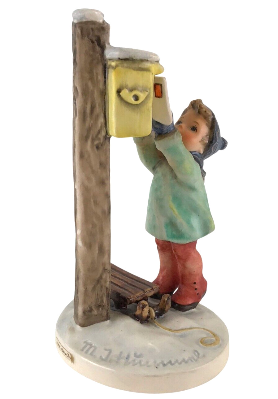 H.I. Hummel Figurine “A Letter To Santa Claus” #340 Goebel Boy Mailbox Vintage
