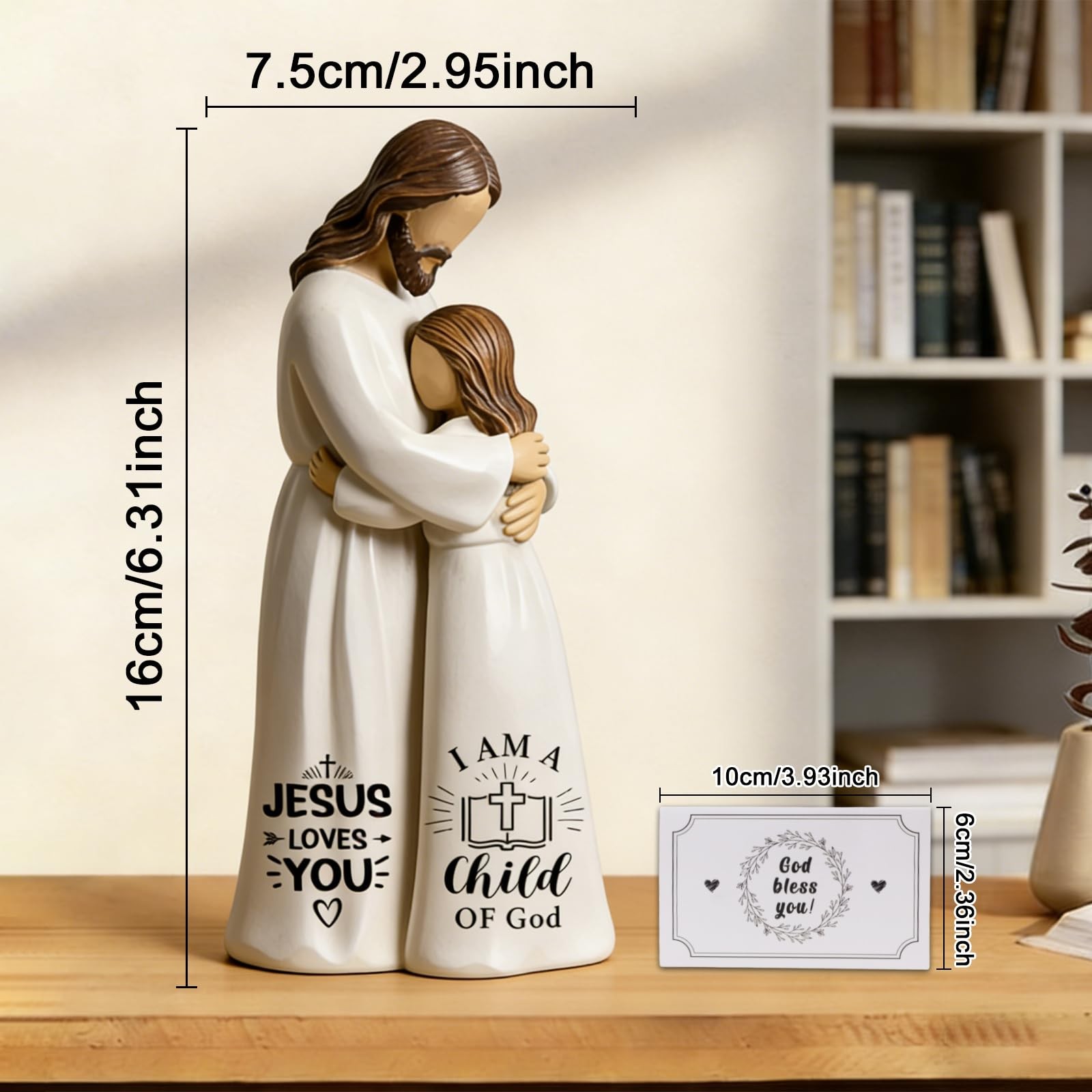 Jesus Embracing Woman Figurines – Christian Sculpture Hand-Painted Keepsake 5.9″