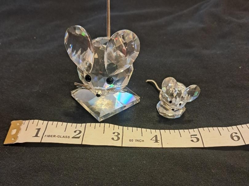 Swarovski Crystal Mouse with Metal Tails Small, Medium – set of 2