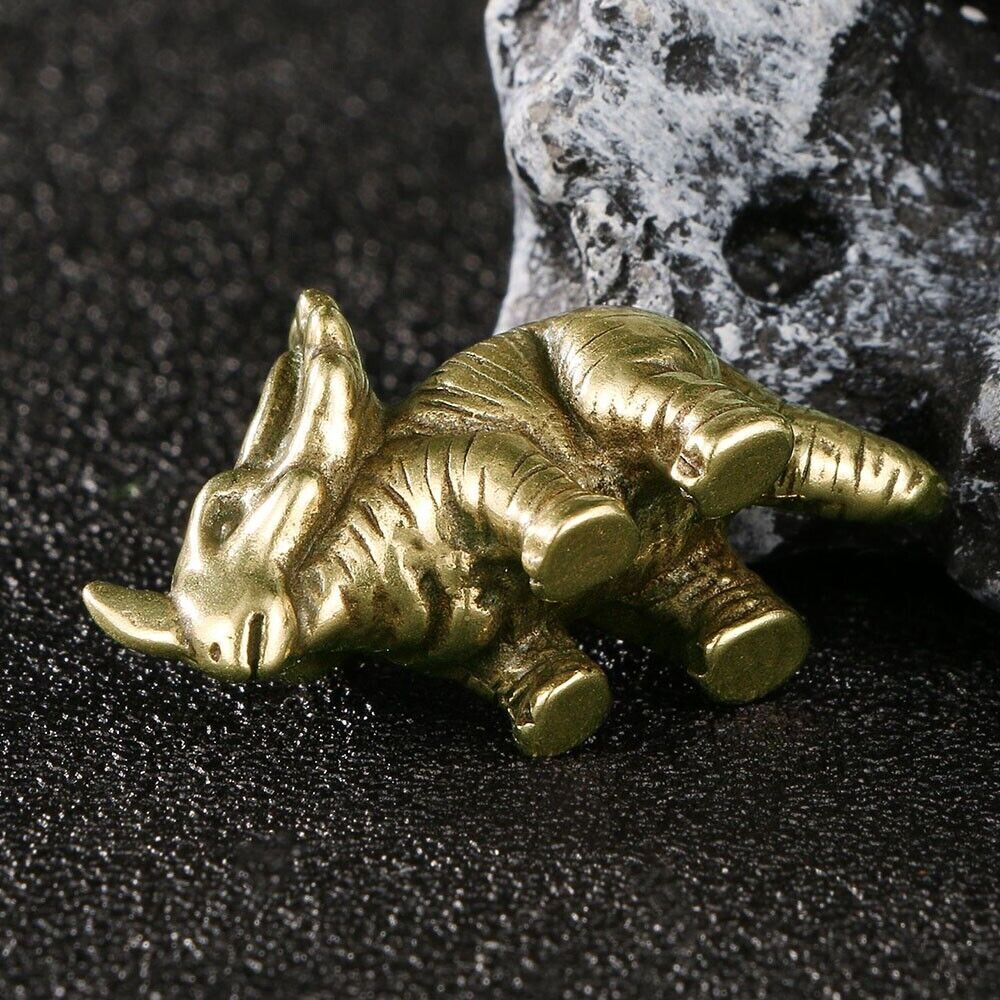 2PC Brass Dinosaur Statue Ornament Home Desk Decoration Animal Statue Toy Crafts