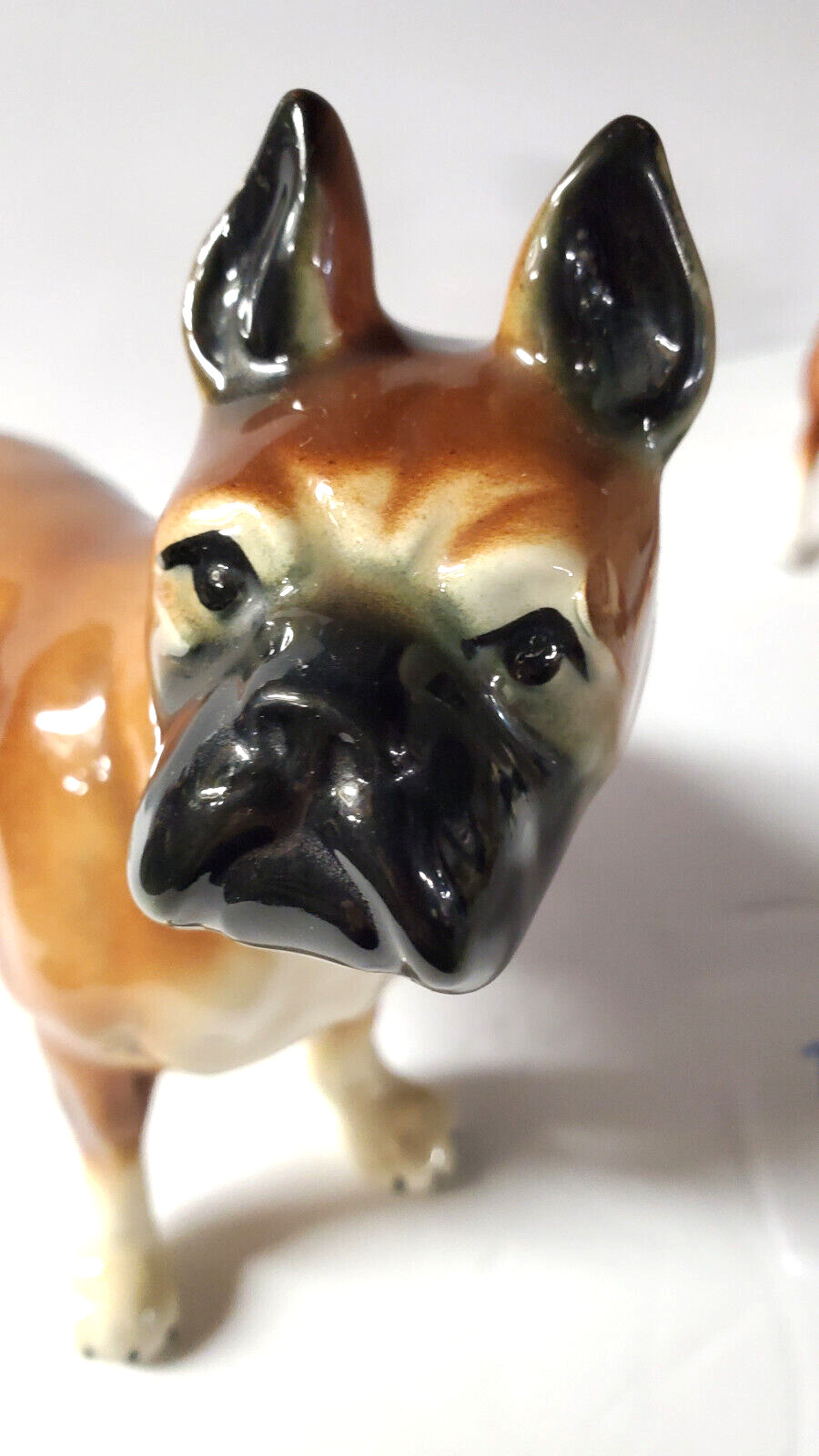 Vintage Boxer Dog Porcelain Figure Brown Figurine 7 5/8″