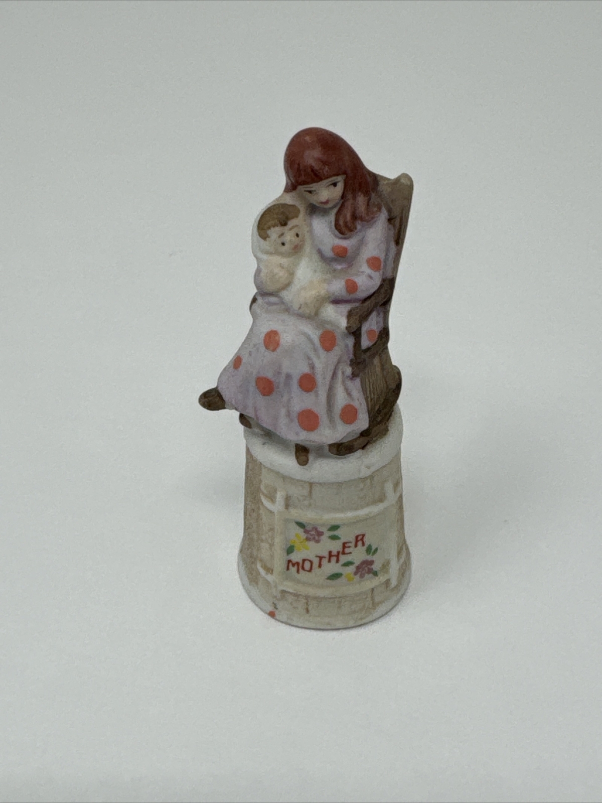 Vintage Enesco Porcelain Gift Ware Figure Mother Child Sitting in Chair Korea