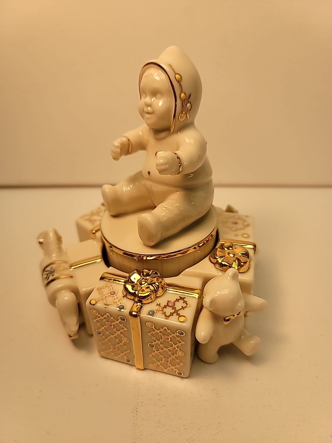 Lenox China Jewels Musical Figurine”Baby Blocks” Brahms’ Lullaby In Box