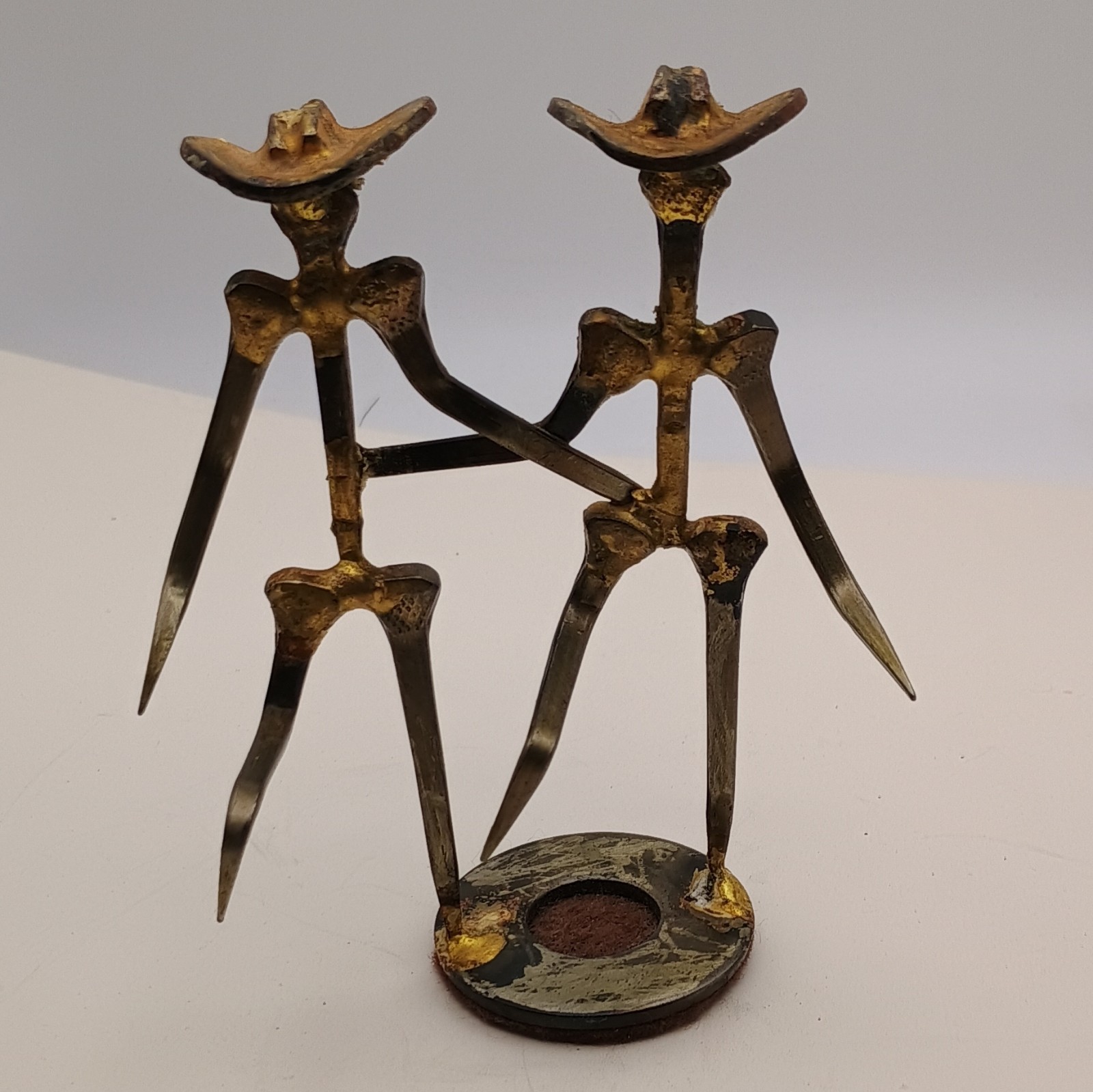 Abstract Metal Couple Figurine Sculpture Black Gold Metallic Finish