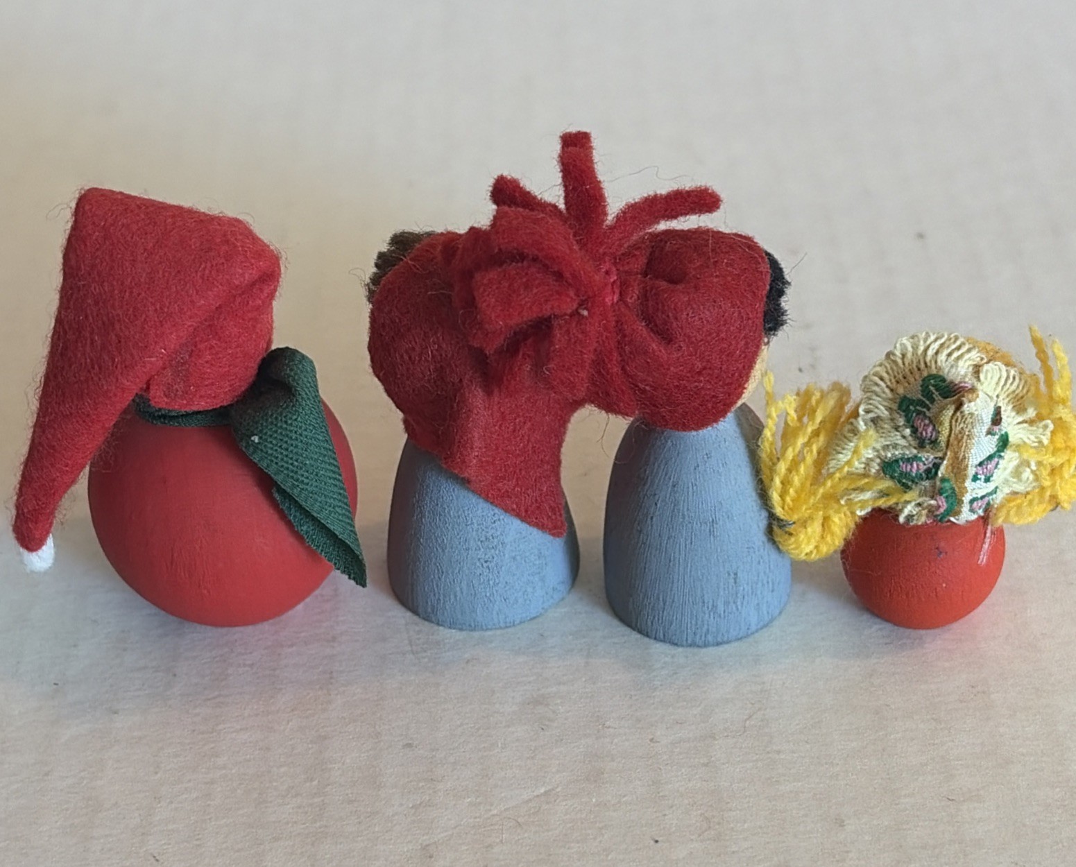 4 SWEDISH Vintage WOODEN DOLL Figurines Scandinavian Folk Art Sweden Figures