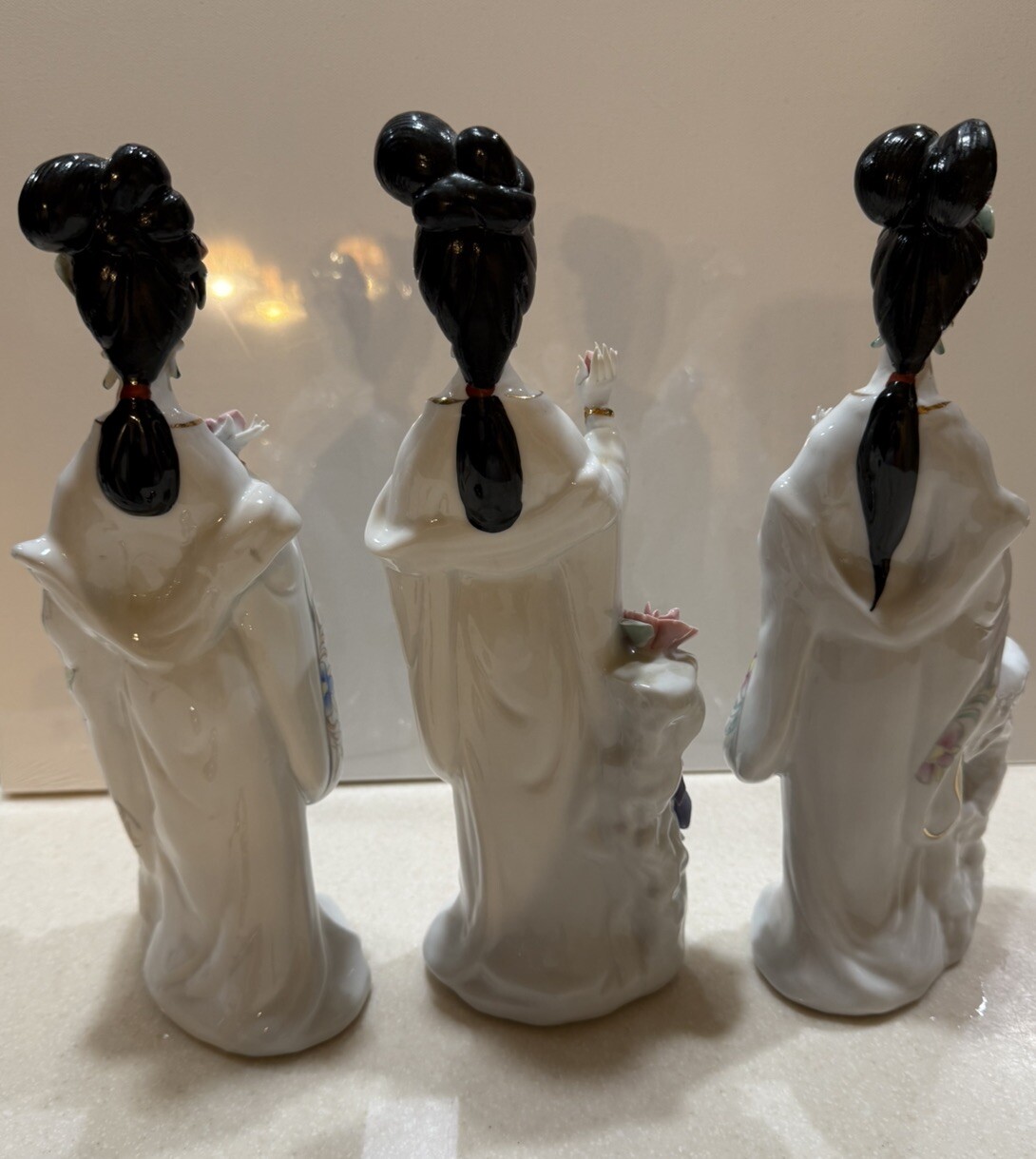 Beautiful (set of 3) Porcelain Geisha TRIO Hand Painted