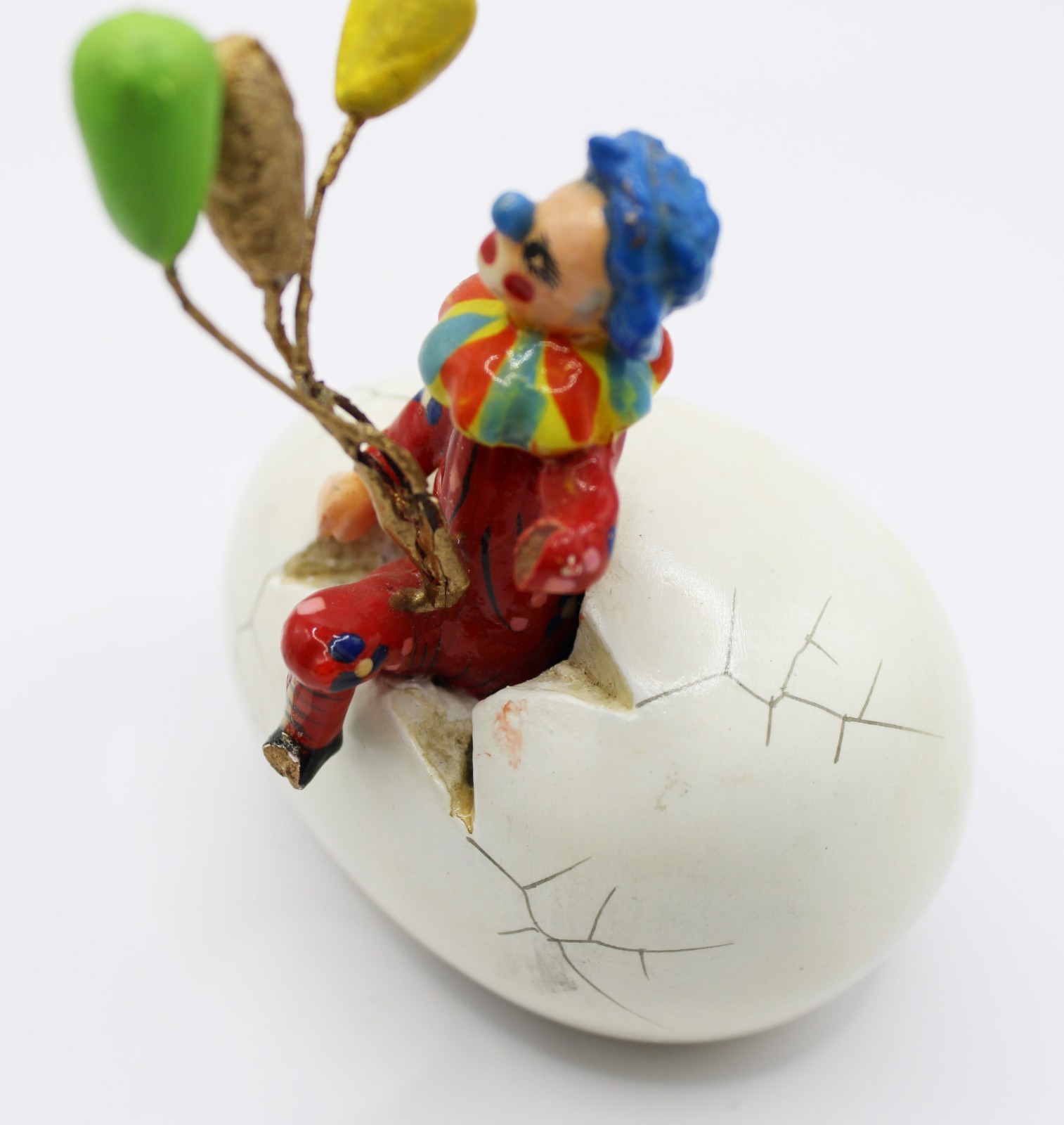 Vintage Signed R. Miranda Mexico Clown Hatching from Egg – Figurine