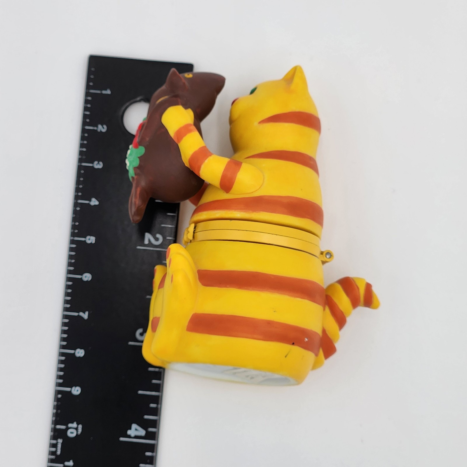 Dept 56 Katz Cat & Mouse Mistletoe Trinket Ring Box 3″ Cartoon Holiday Yellow
