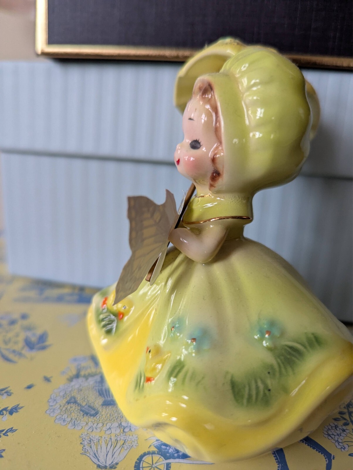 Josef Originals 1974 April Birthday Girl With Umbrella*Damaged See Photos