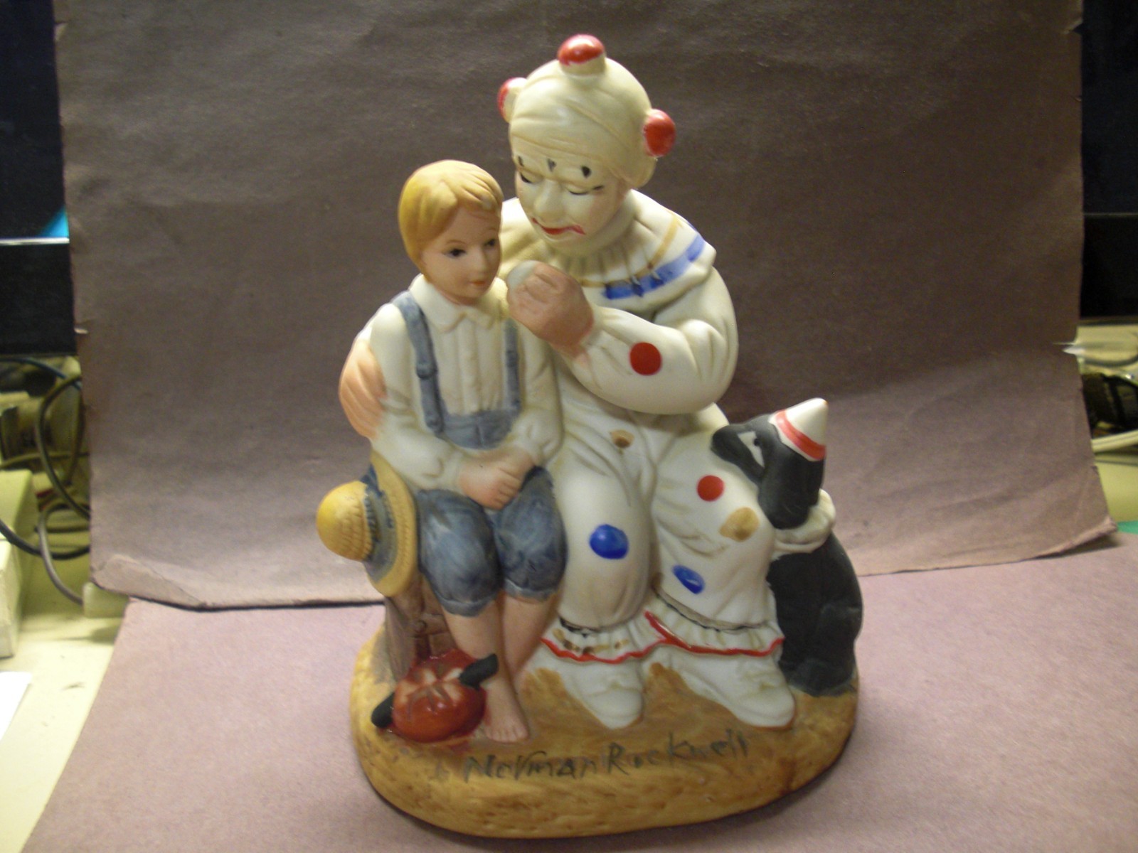 Norman Rockwell figurine clown, boy and dog