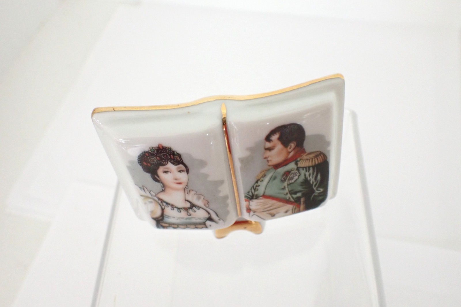 Vintage Limoges France Porcelain Miniature Book Napoleon & Josephine Portrait