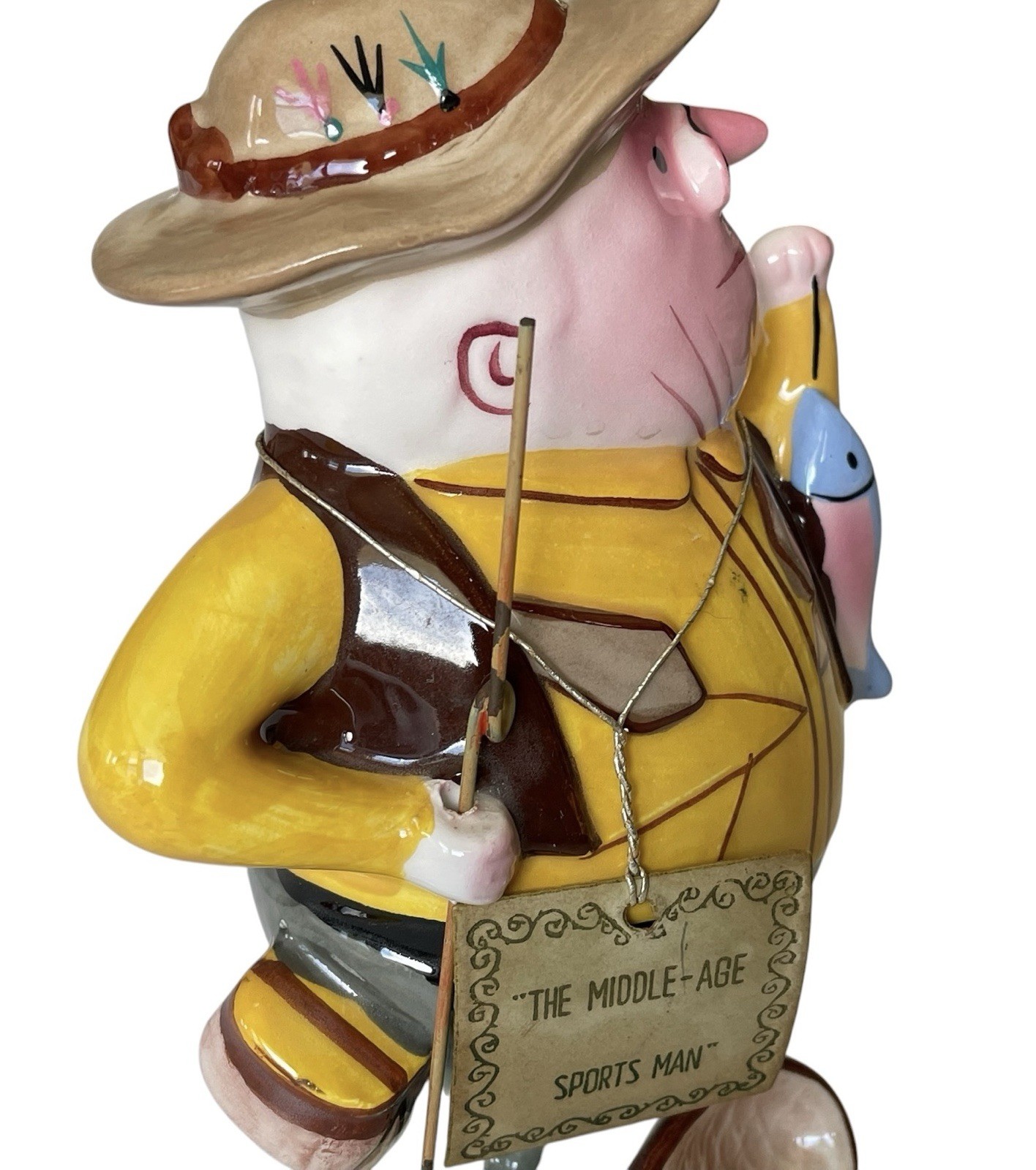 Enesco Fisherman Figurine Fly Fishing Guy 1950S JAPAN The Middle-Age Sports Man