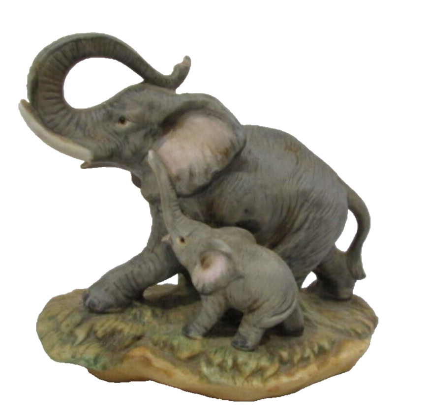Vintage Mama and Baby Elephant Homco 1410 Figurine 4.5″ x 5.5″