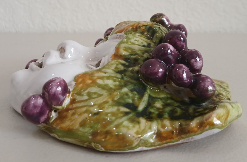 Italian Bacchus Mask Majolica Pottery Hand Crafted In Italy 6.2″x5.1″