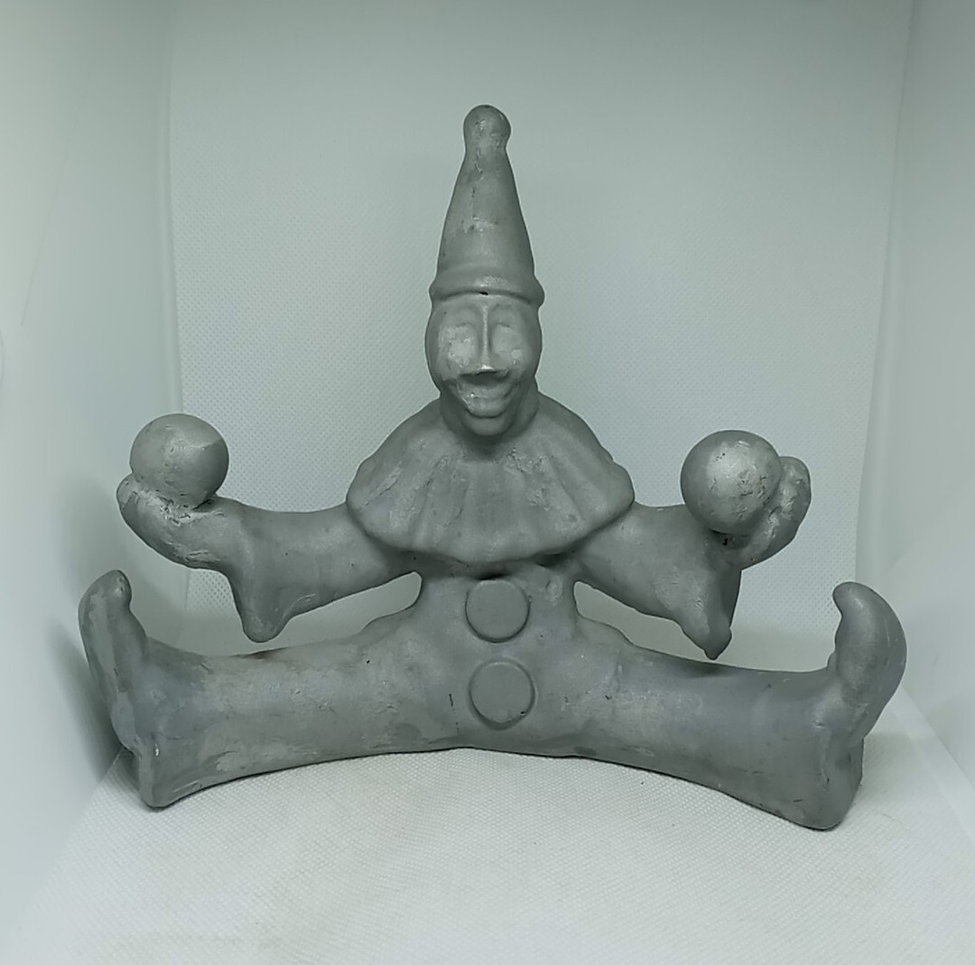 Vintage Pewter Comedian Circus Pewter Clown. Heavy. Decorative
