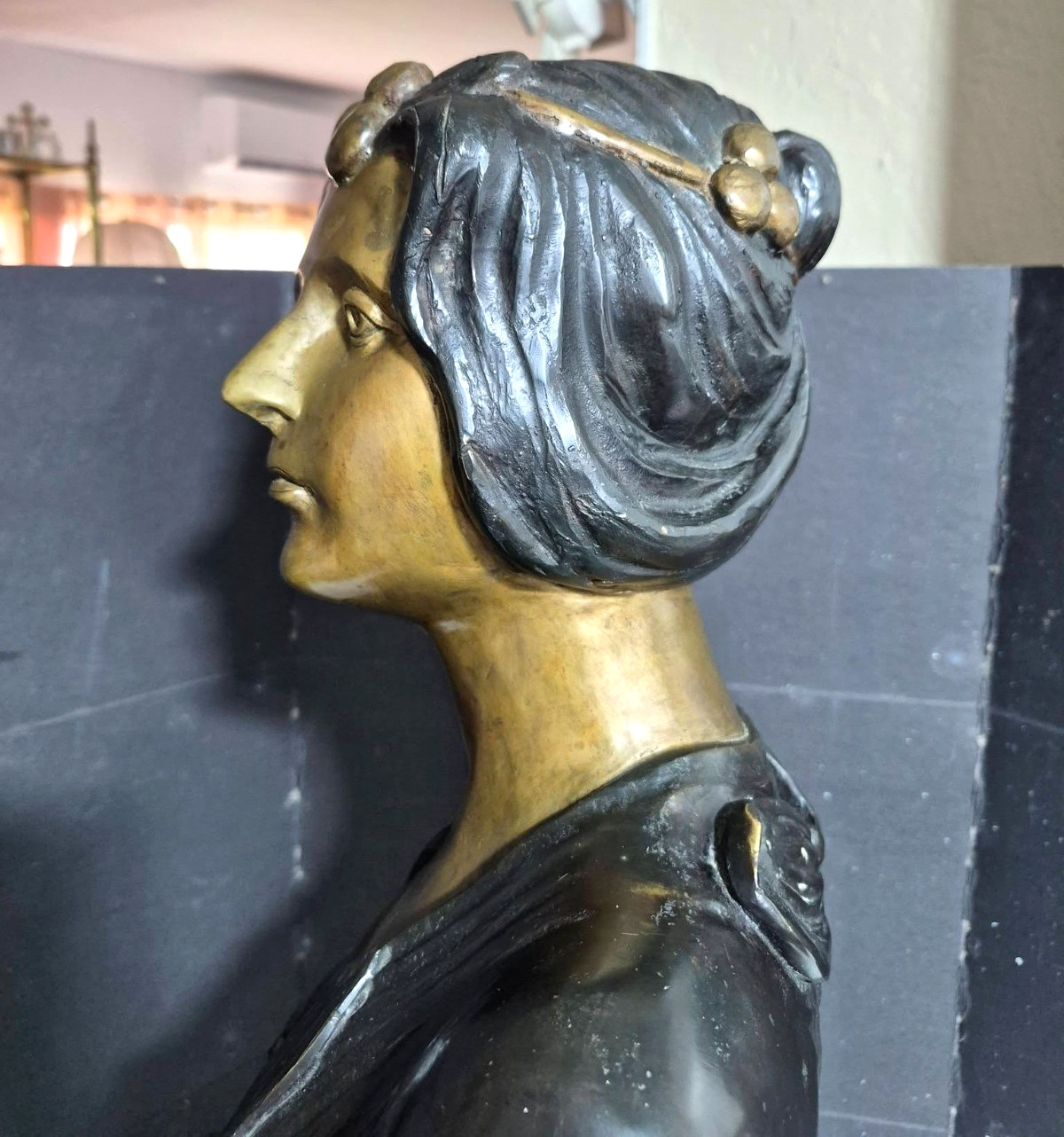Antique Art-Nouveau Huge Bronze Bust, 30″ high.