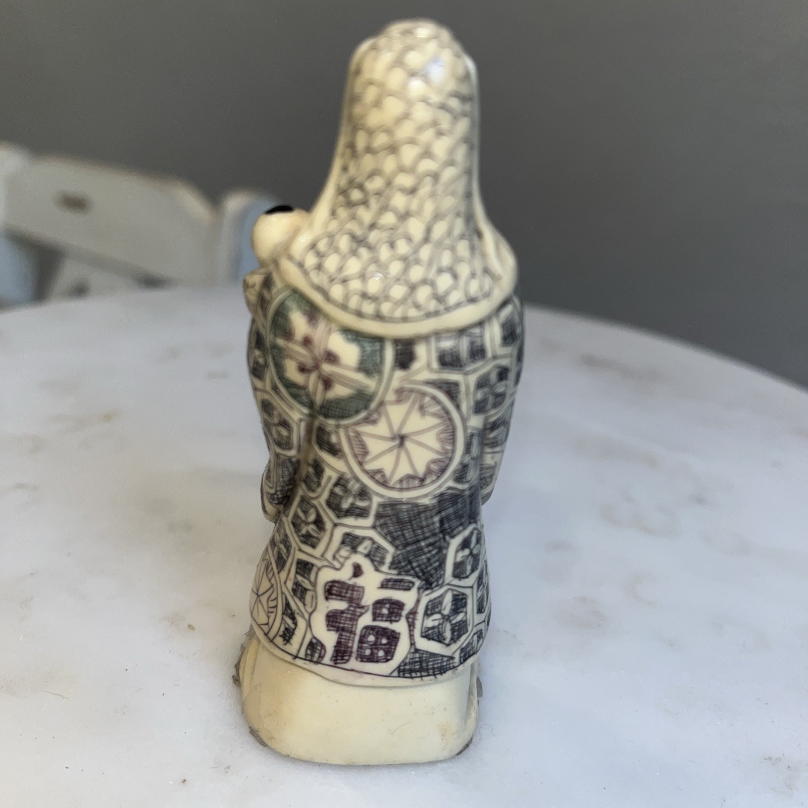 Vtg 3 Chinese CARVED 4” Resin Figurines Gods Of WEALTH, LONGEVITY & HAPPINESS