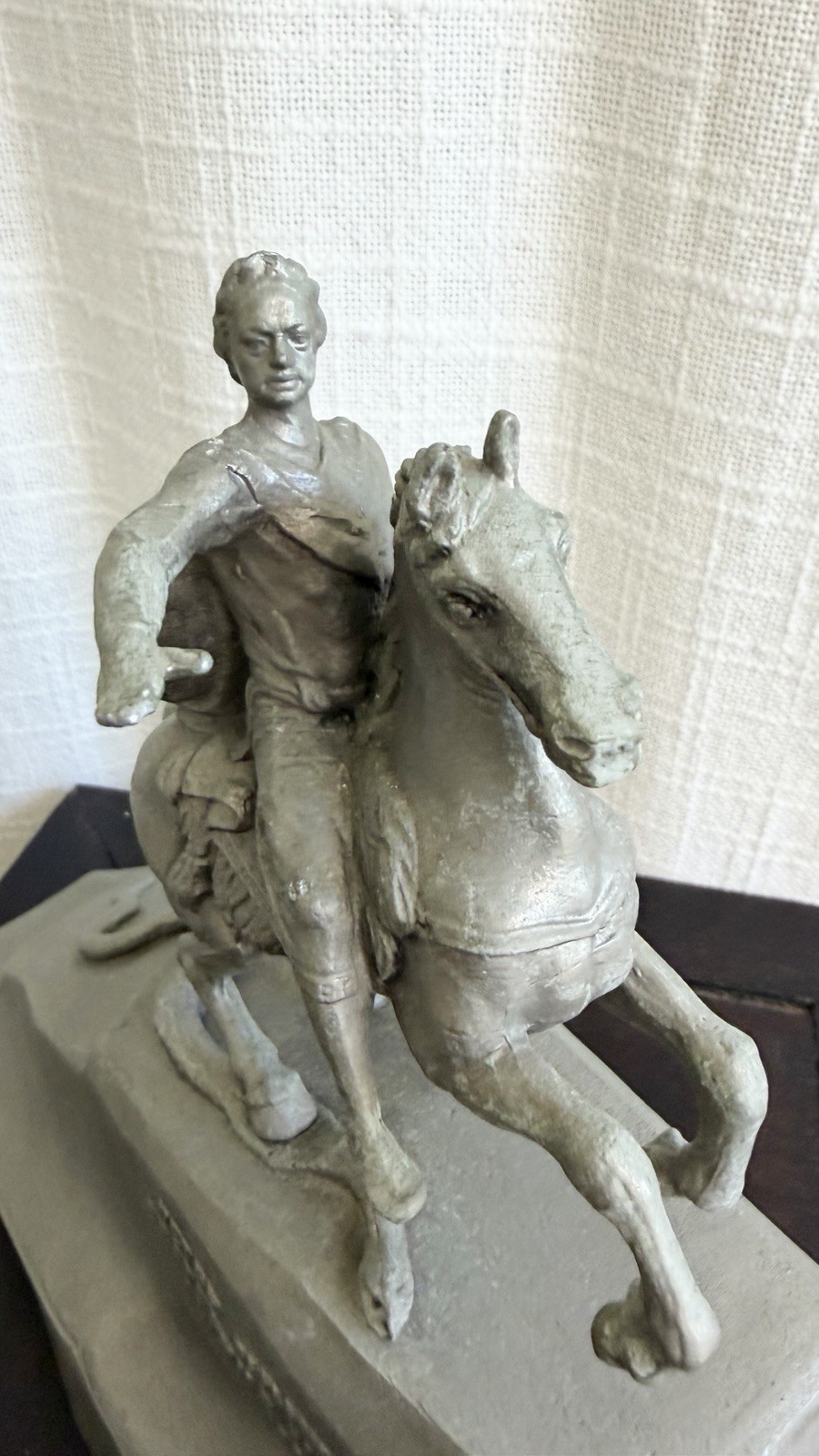 VTG Metal “Bronze Horseman” Tsar Peter 1 Soviet Era Silver Statue Signed 1977