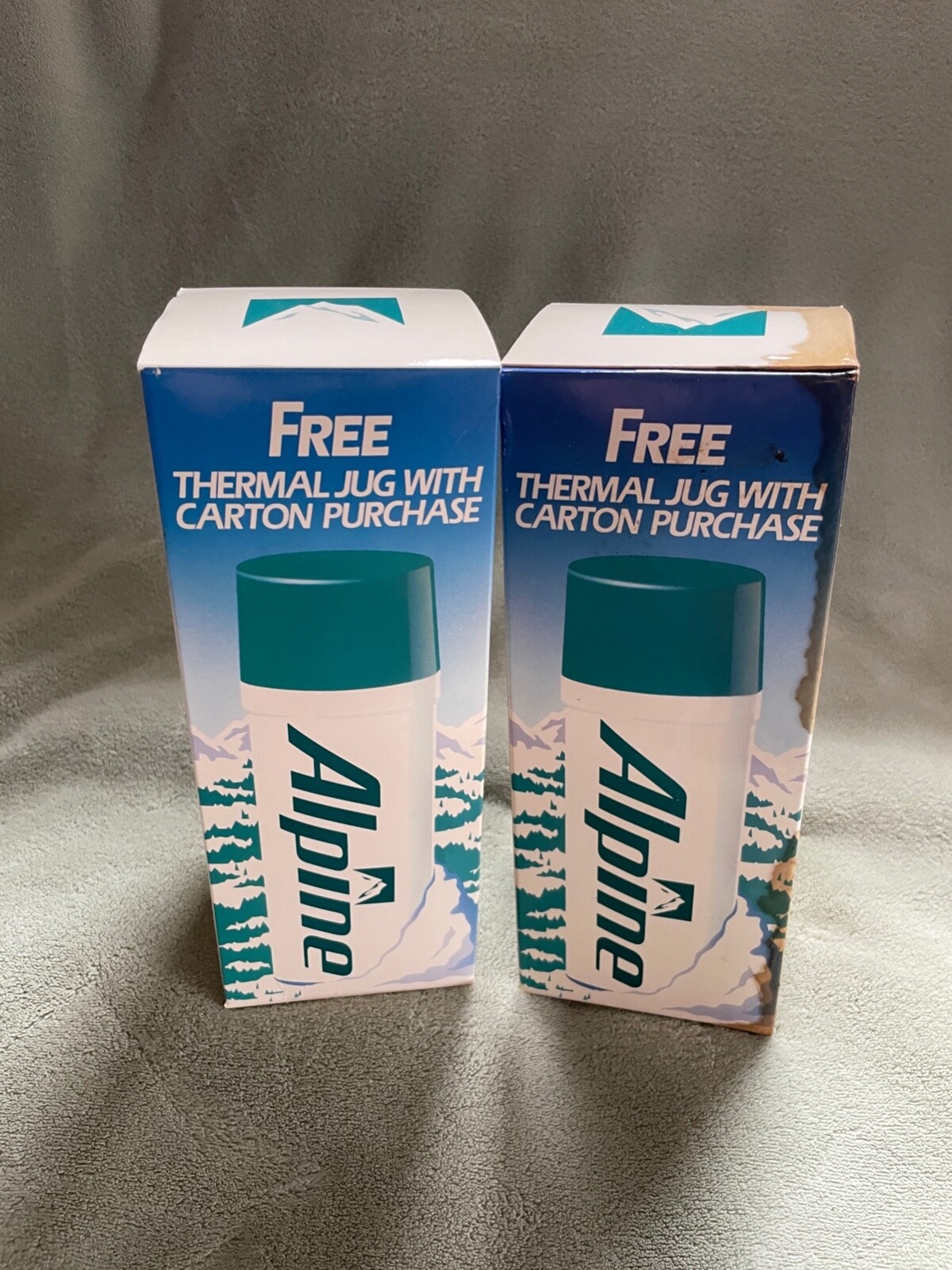 1990 Vintage Alpine Thermal Thermos Green and White in Original Box Never Open